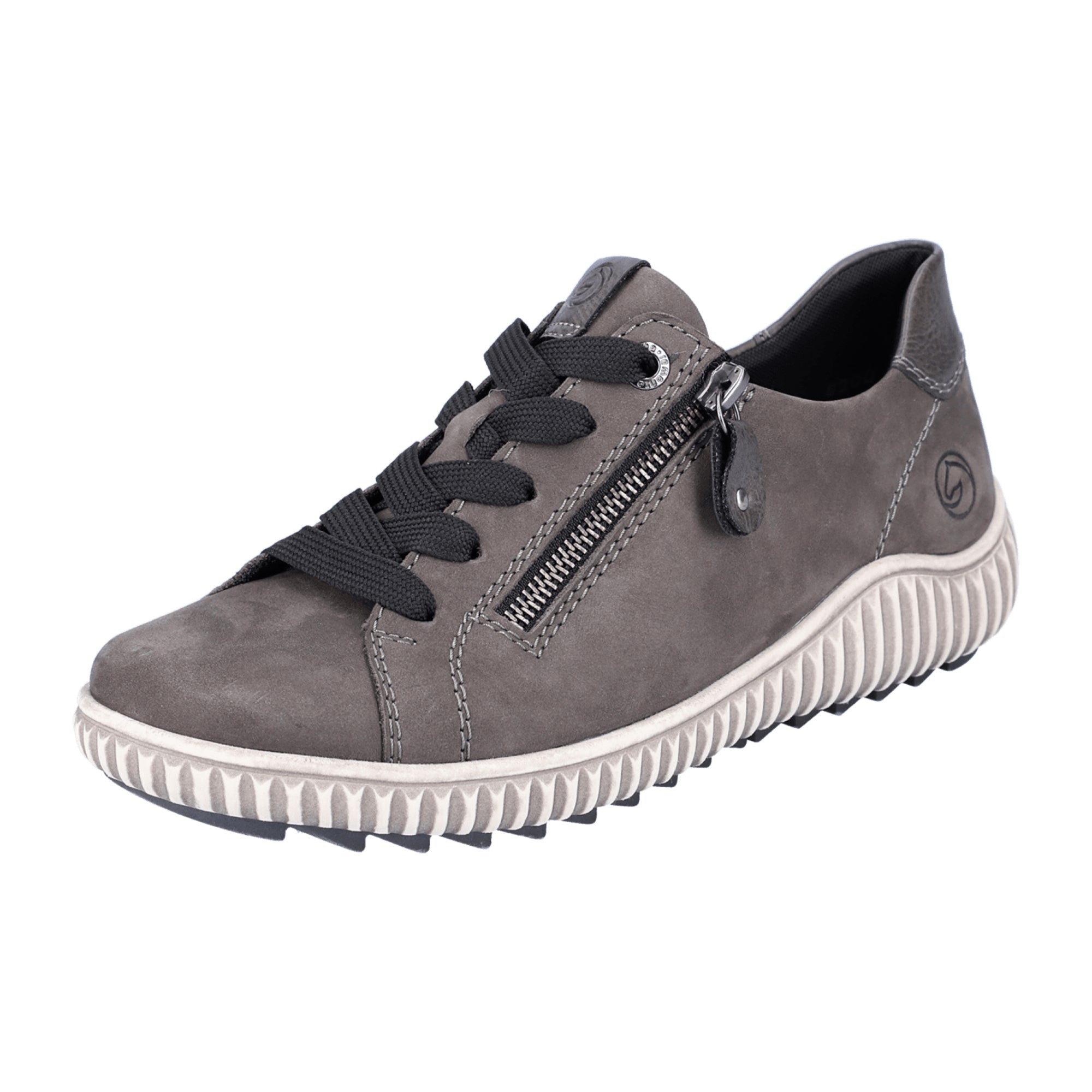 Remonte Women's Comfortable Lace-Up Shoes Extra Wide Gray Flexible Non-Slip Sole