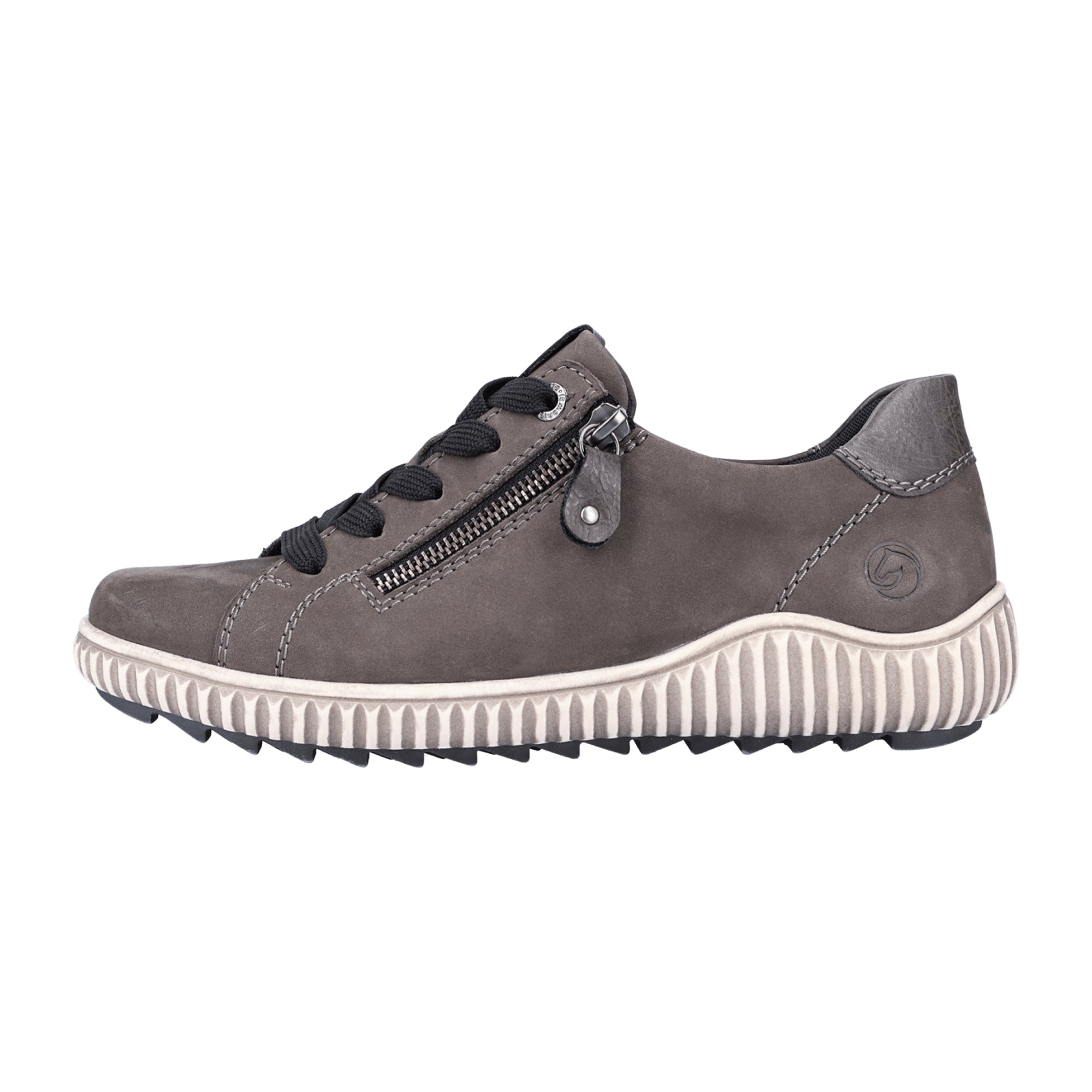 Remonte Women's Comfortable Lace-Up Shoes Extra Wide Gray Flexible Non-Slip Sole