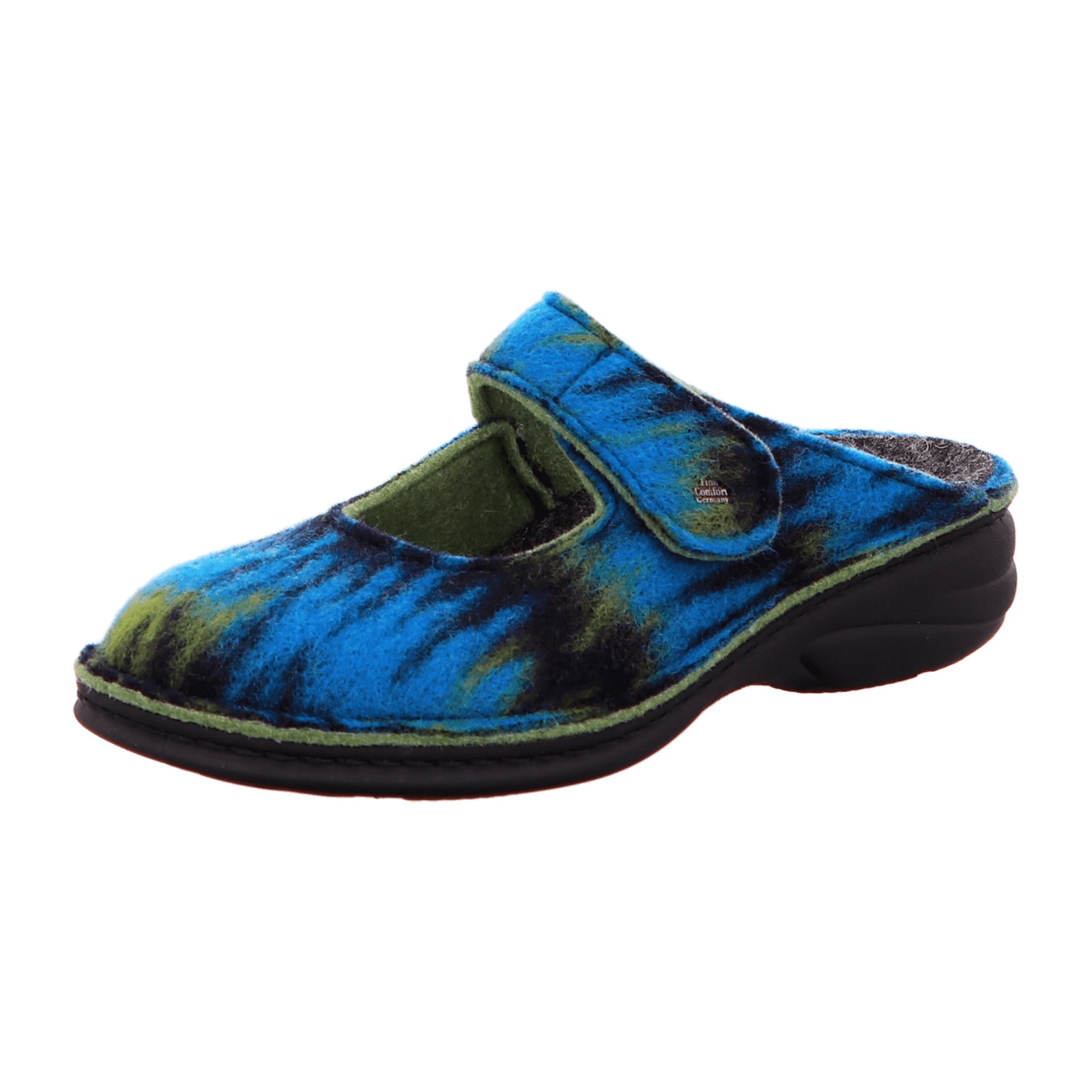Finn Comfort Glarus Women's Slipper – Comfortable and Durable Open-Back House Shoes in Aqua Green with Shock Absorbing Sole