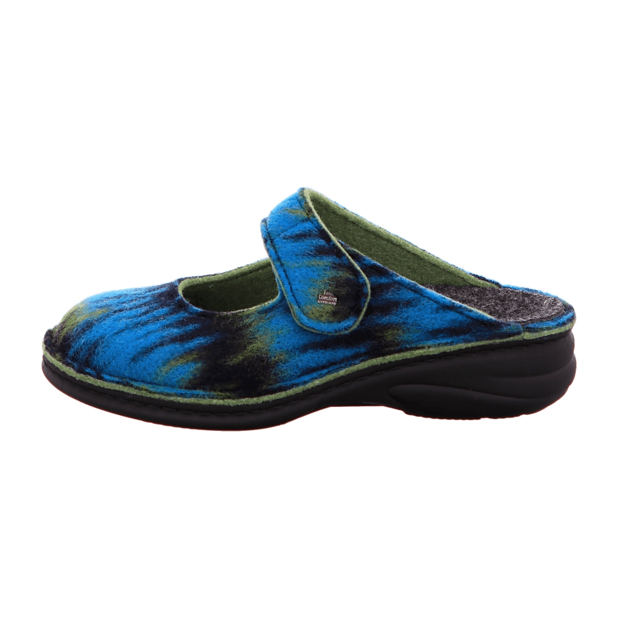Finn Comfort Glarus Women's Slipper – Comfortable and Durable Open-Back House Shoes in Aqua Green with Shock Absorbing Sole