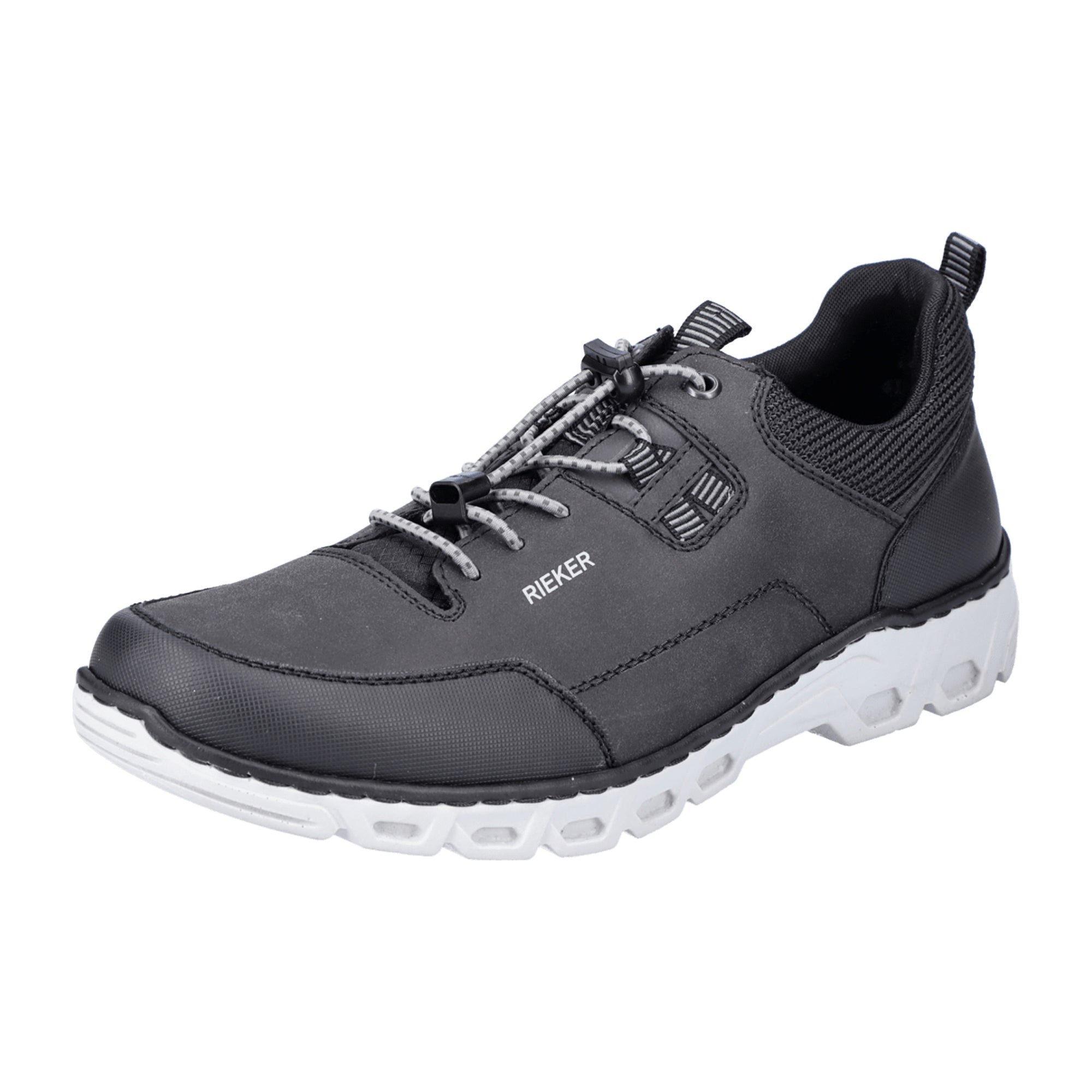 Rieker Comfortable Men's Black Slip-On Shoes with Removable Insole and Shock Absorption