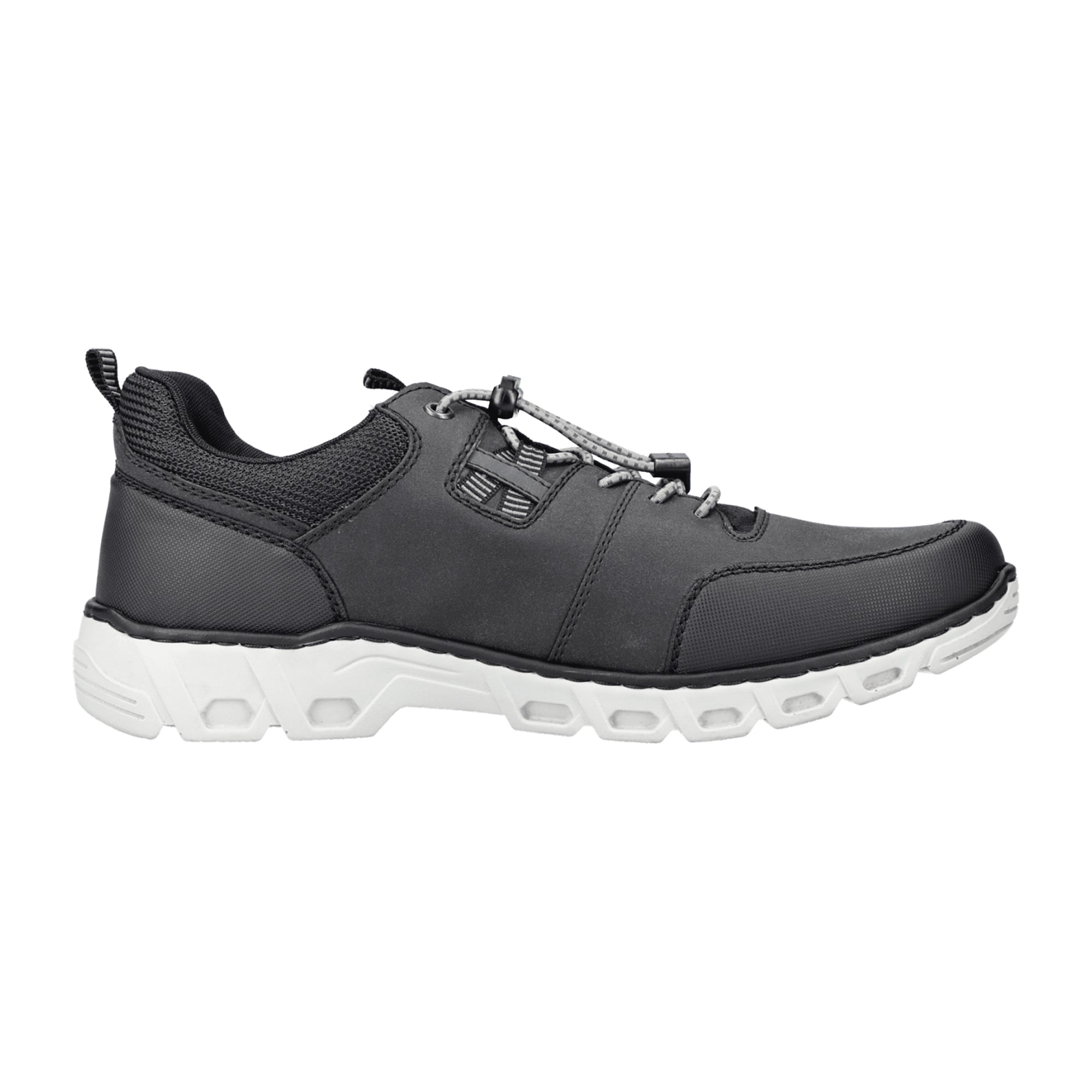 Rieker Comfortable Men's Black Slip-On Shoes with Removable Insole and Shock Absorption