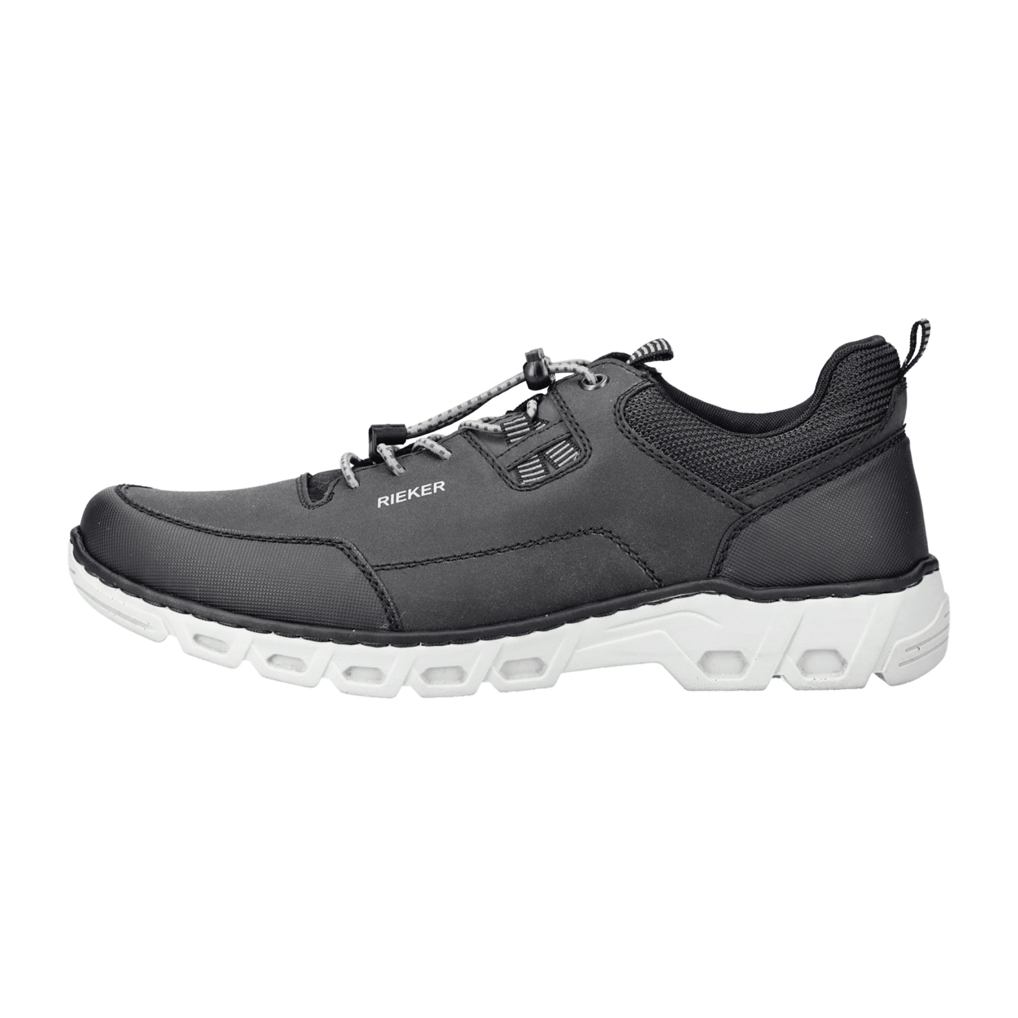 Rieker Comfortable Men's Black Slip-On Shoes with Removable Insole and Shock Absorption