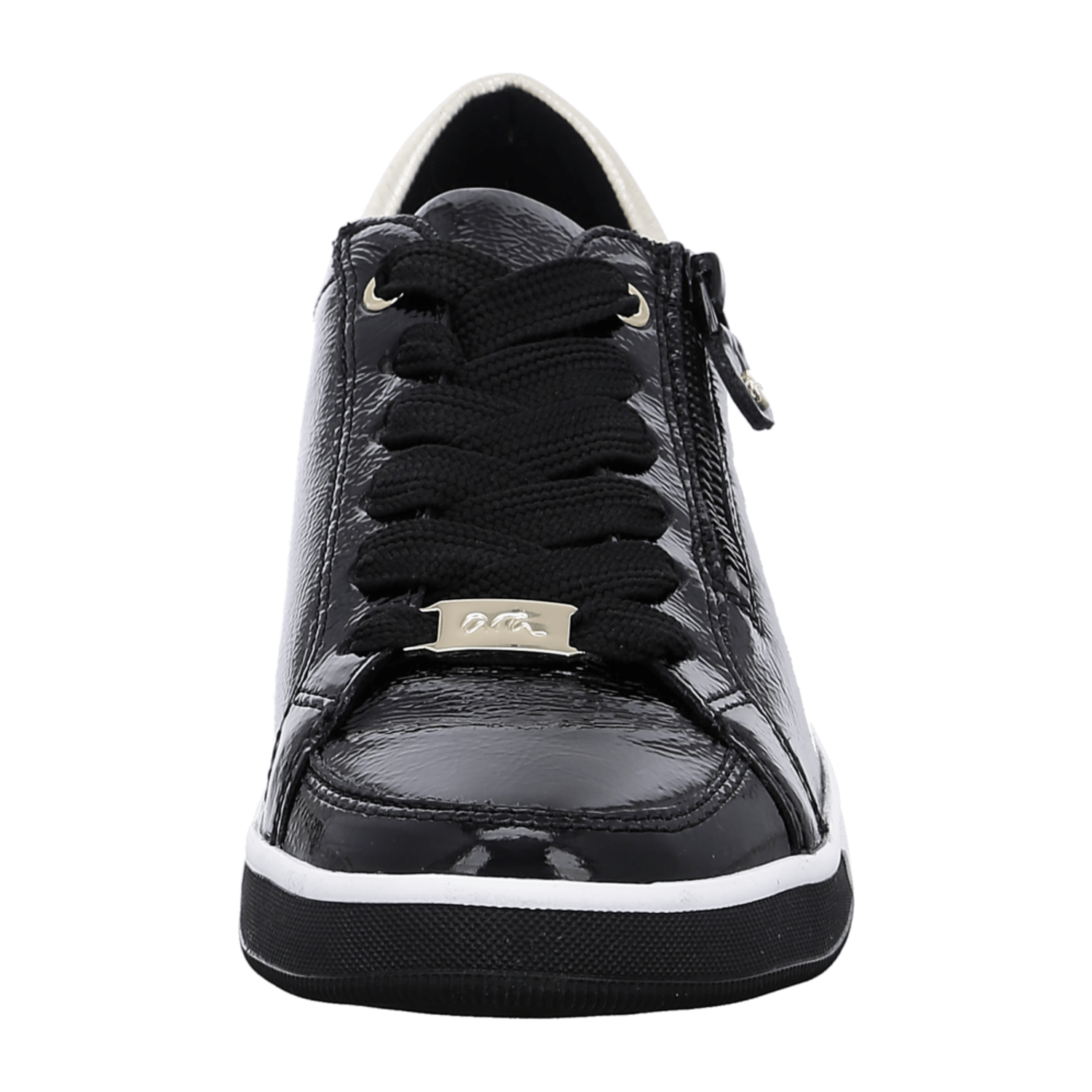 ARA ROM Women's Leather Sneakers with Lace-Up Closure in Black