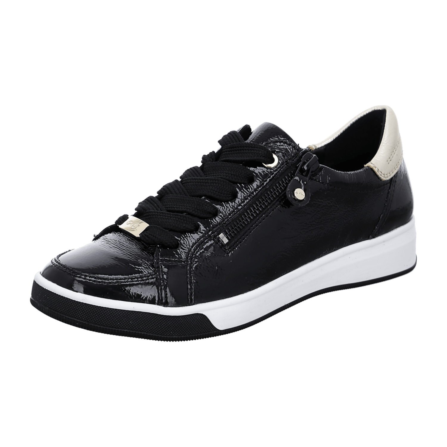 ARA ROM Women's Leather Sneakers with Lace-Up Closure in Black