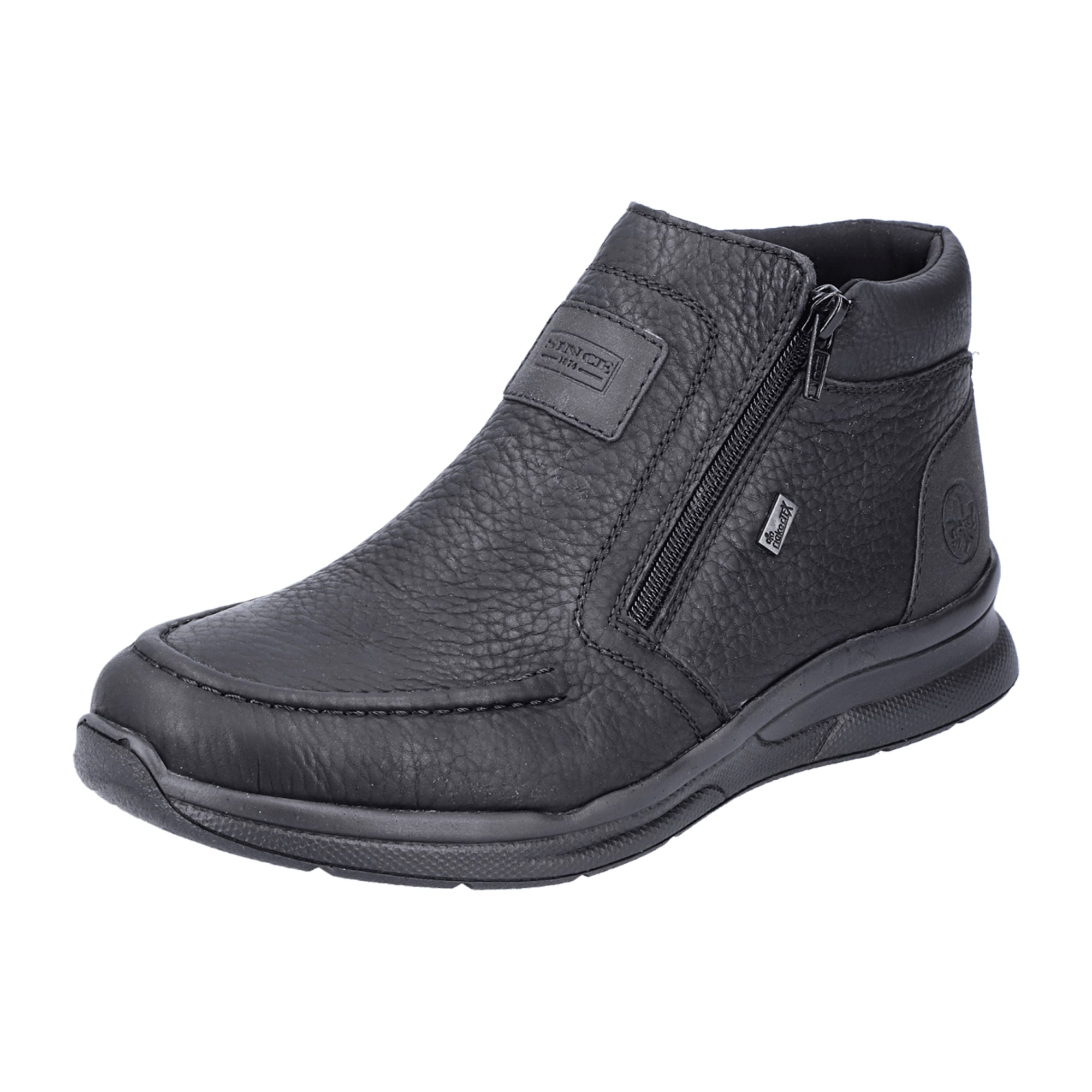 Rieker Men's Black Ankle Boots with Zipper and Lambswool Lining - Comfortable and Stylish