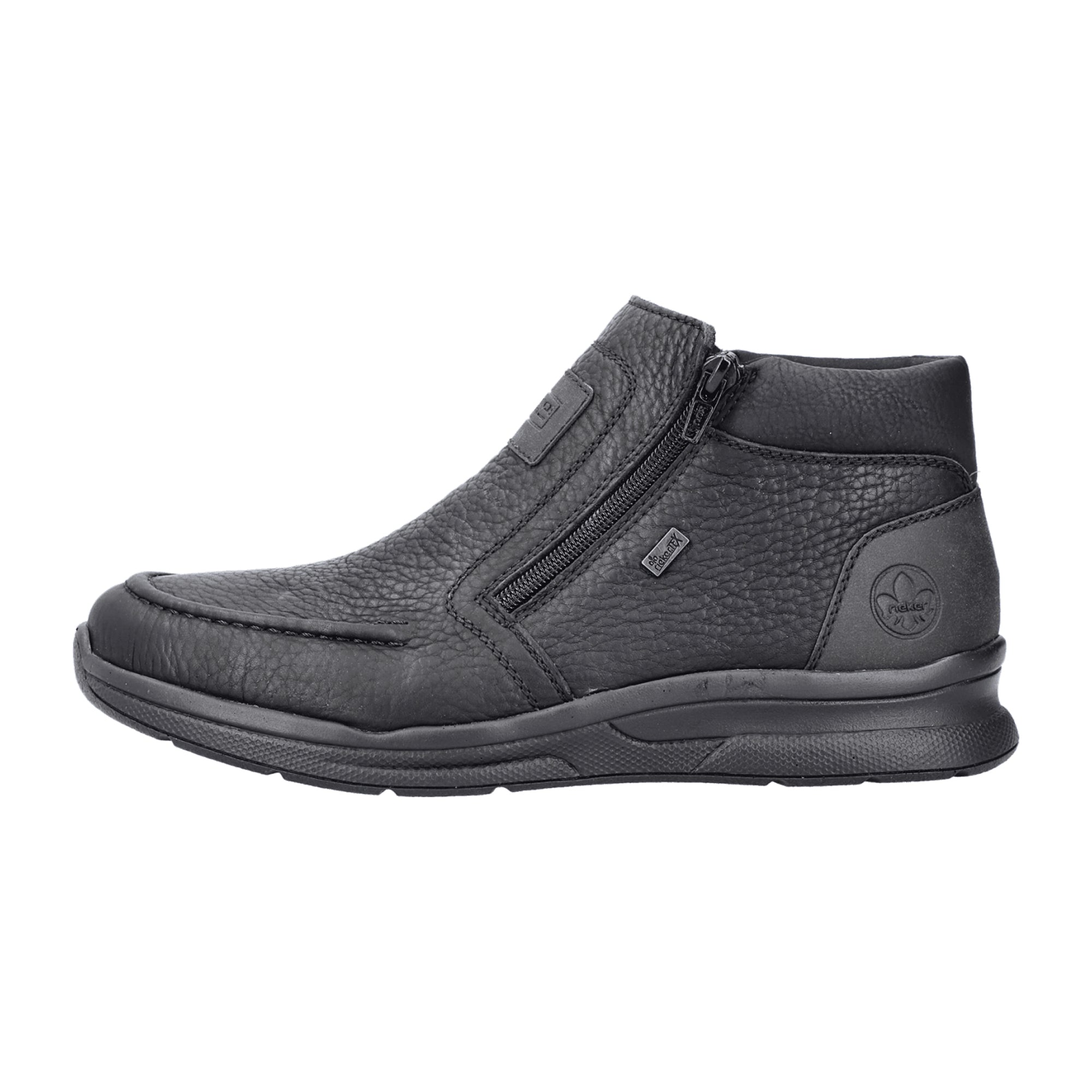 Rieker Men's Black Ankle Boots with Zipper and Lambswool Lining - Comfortable and Stylish