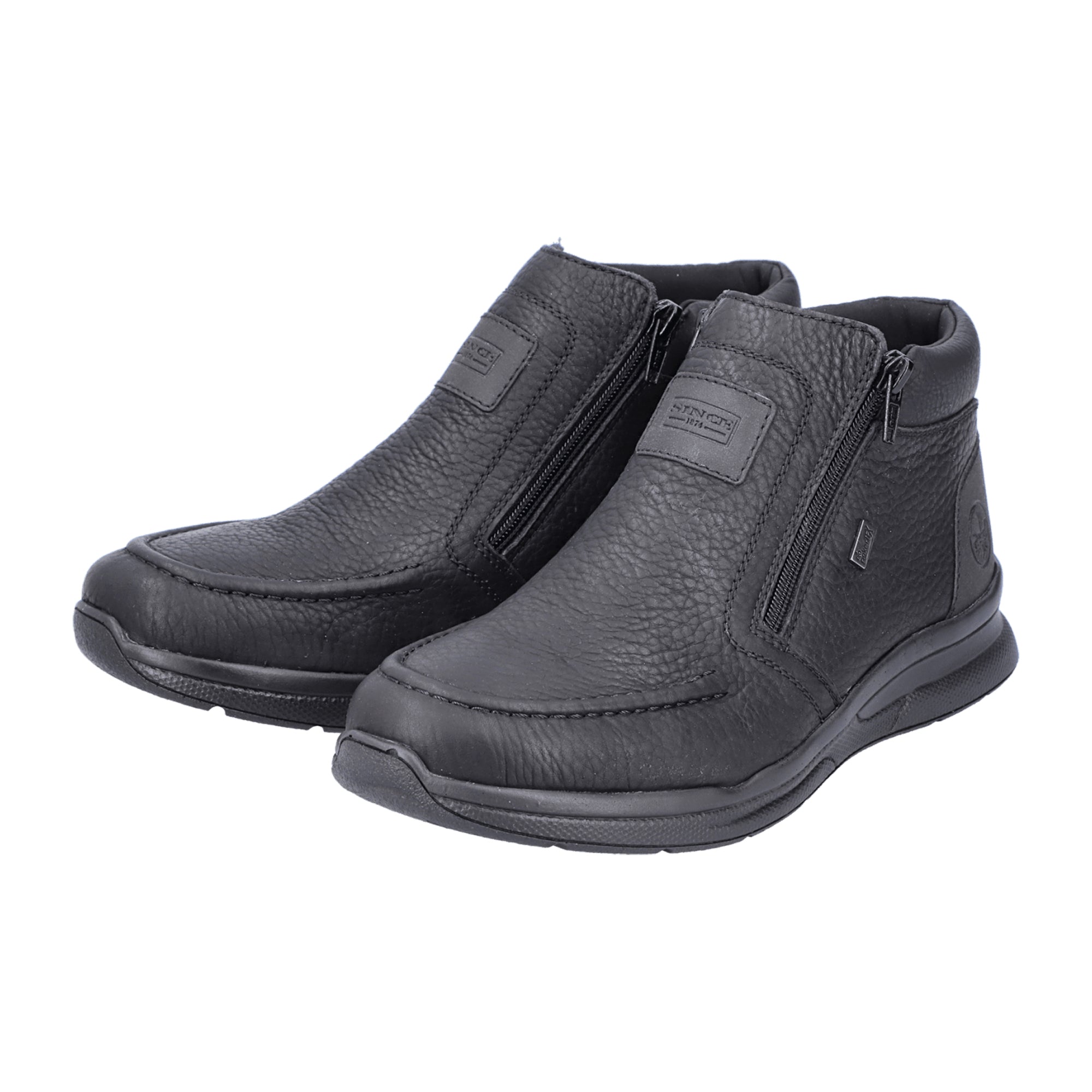 Rieker Men's Black Ankle Boots with Zipper and Lambswool Lining - Comfortable and Stylish
