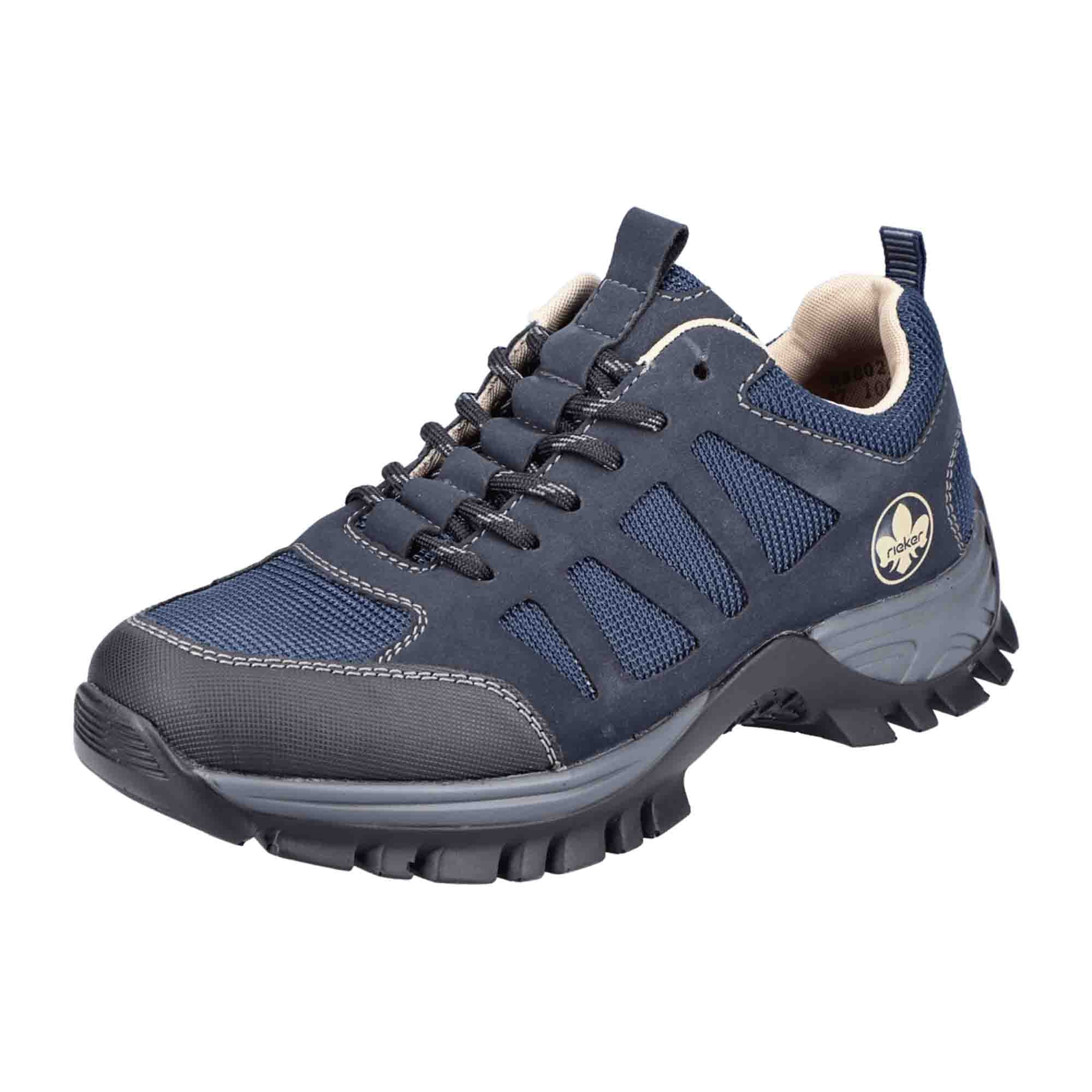Rieker Women's Blue Lace-Up Comfort Shoes with Wide Shaft and Cushioned Sole