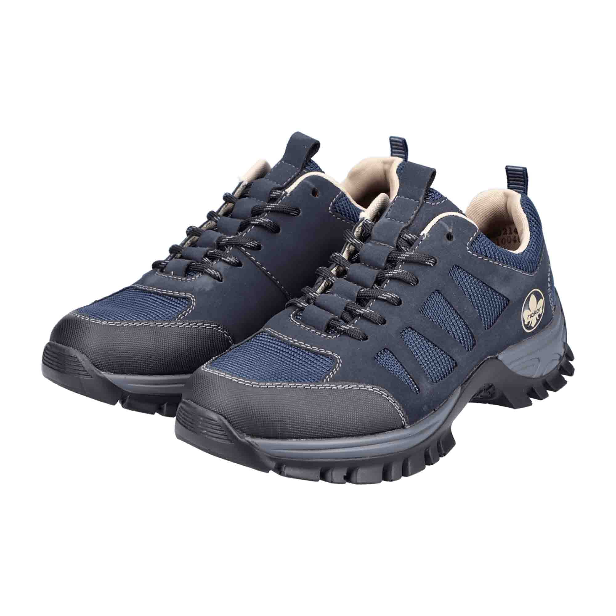Rieker Women's Blue Lace-Up Comfort Shoes with Wide Shaft and Cushioned Sole