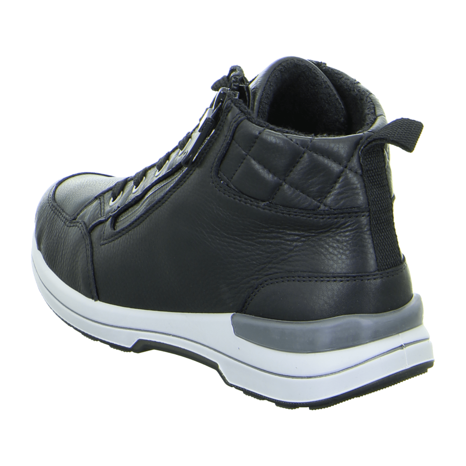 ARA NARA Women's Ankle Boot in Black Smooth Leather with Zip Modern Style Rubber Sole