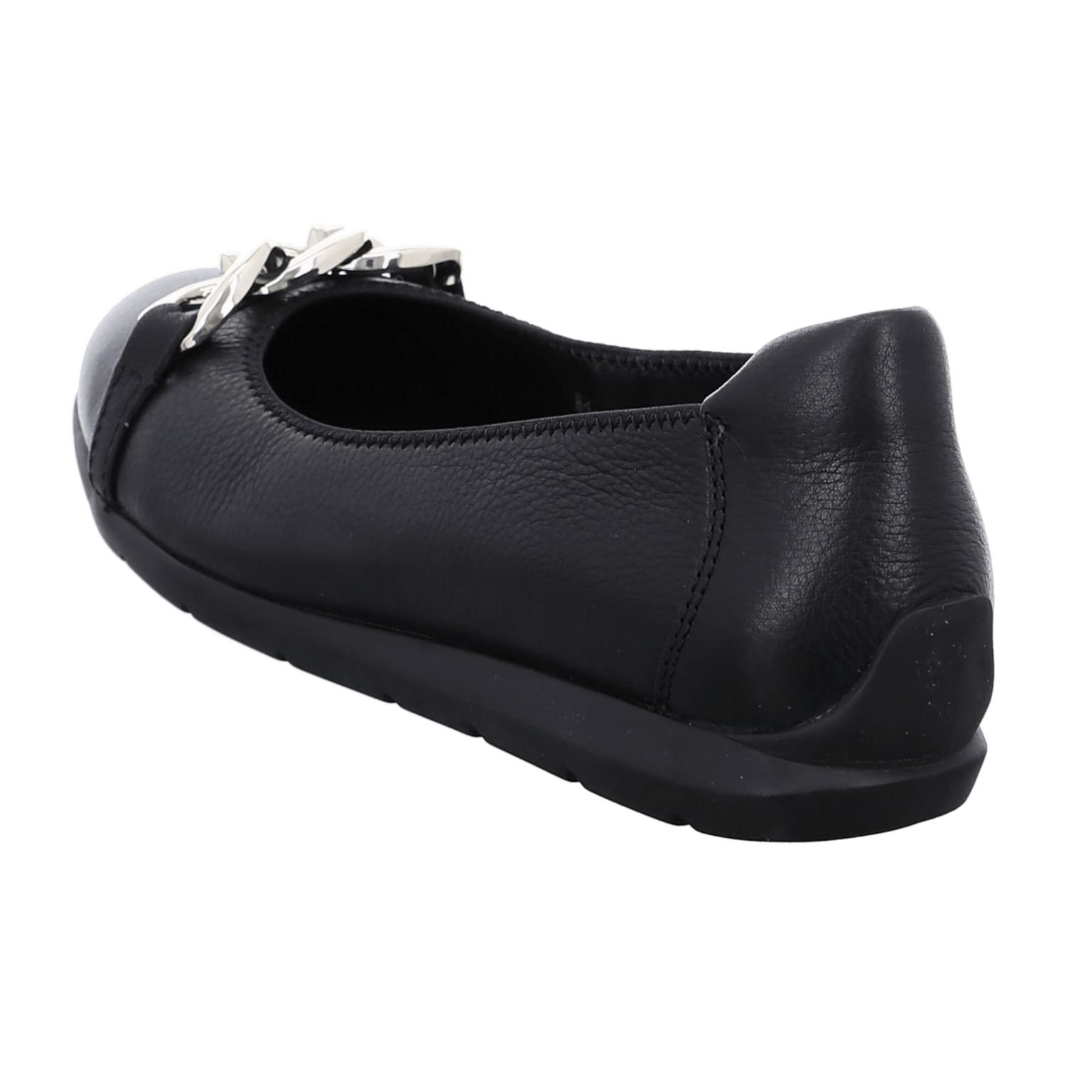 ARA SARDINIA SA Women's Leather Slip-On Loafers in Black with Round Toe and Rubber Sole