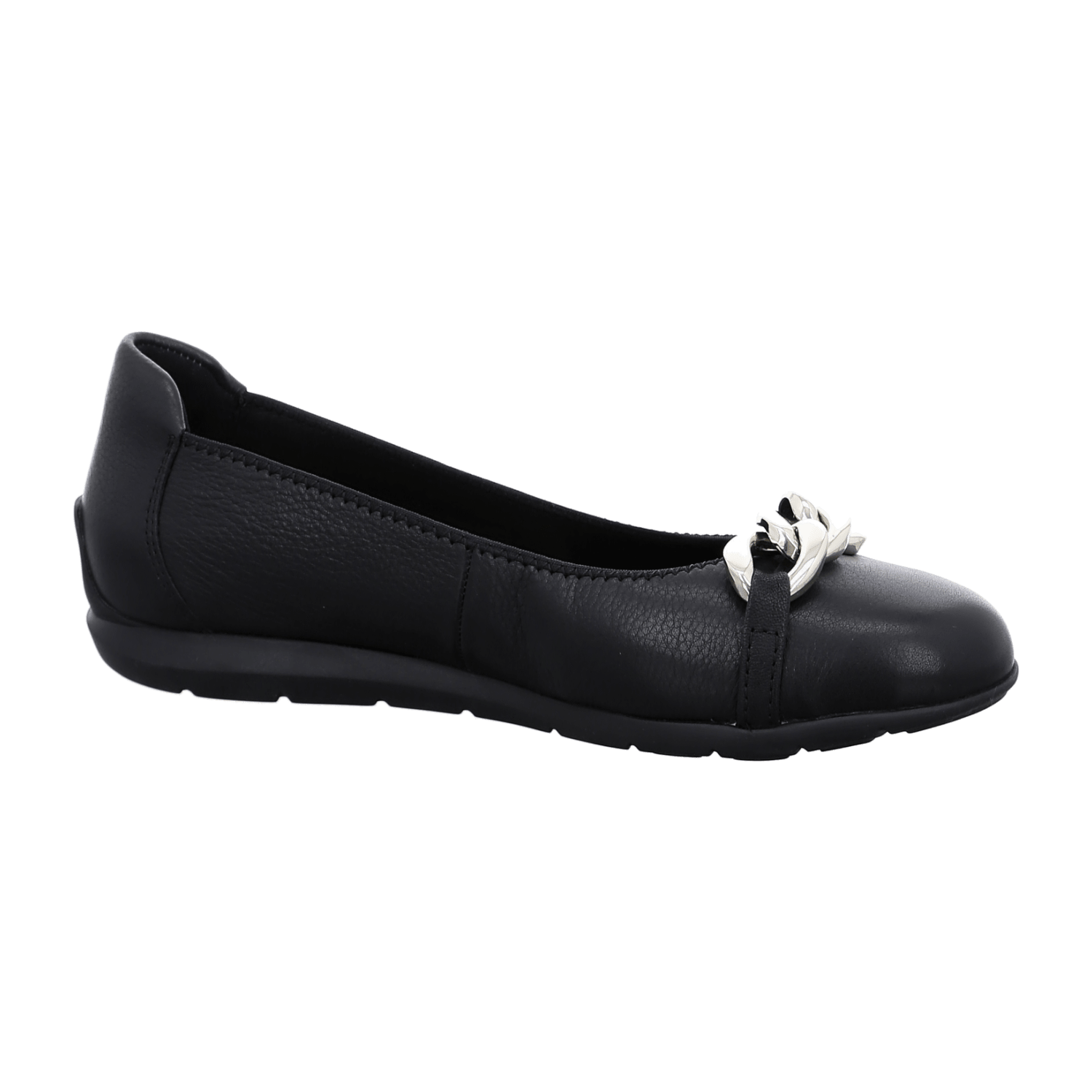 ARA SARDINIA SA Women's Leather Slip-On Loafers in Black with Round Toe and Rubber Sole