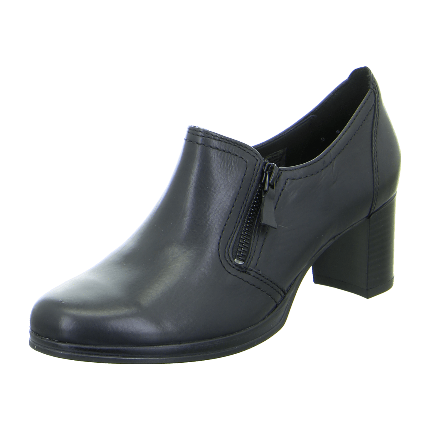 ARA CANNES Women's Pumps in Black Smooth Leather with Round Toe and Leather Lining