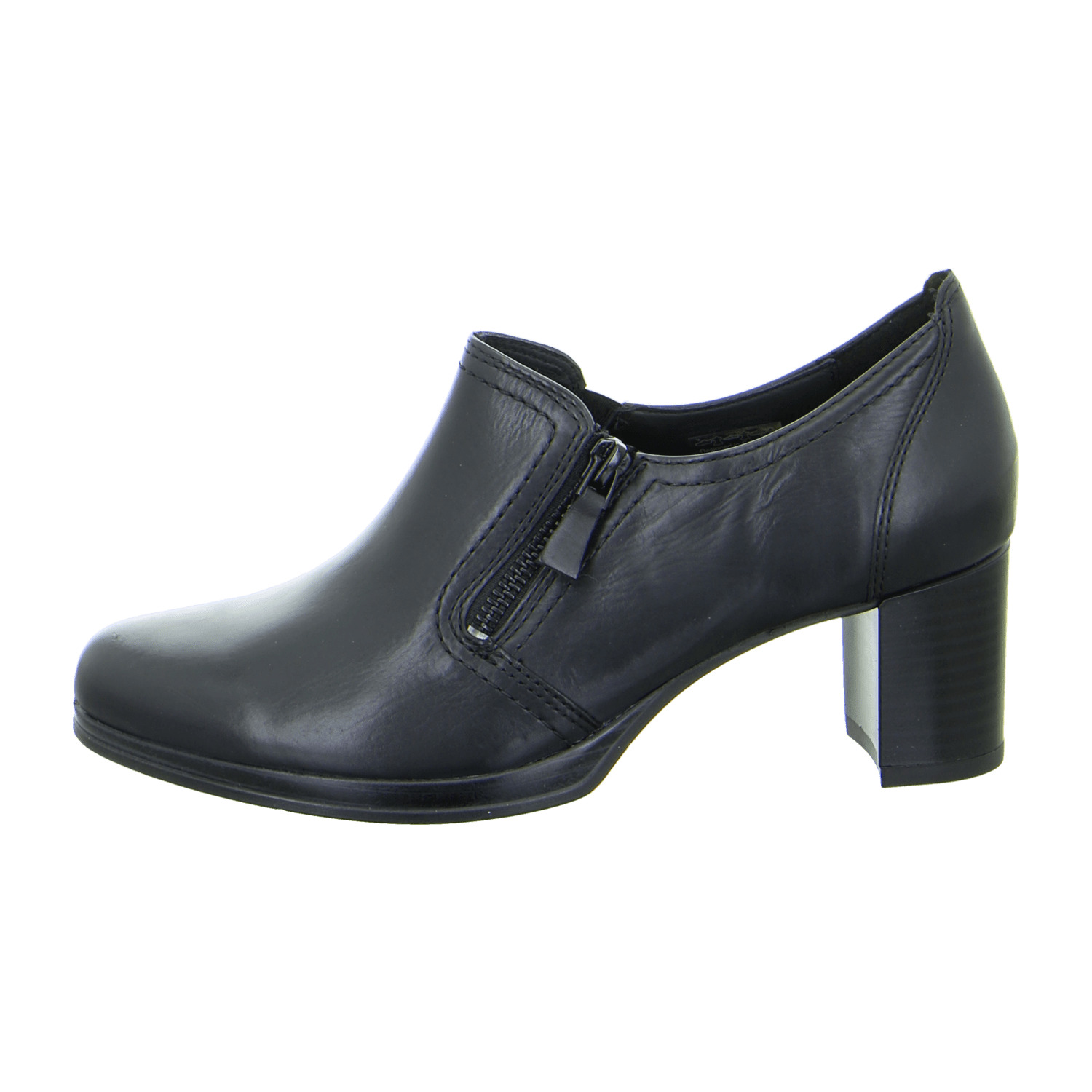 ARA CANNES Women's Pumps in Black Smooth Leather with Round Toe and Leather Lining