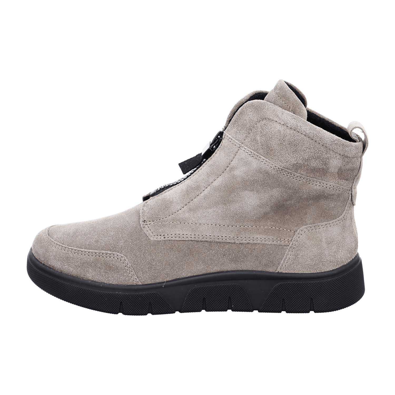 ARA moon Women's Velour Leather Boots in Beige Classic Boots with Zipper