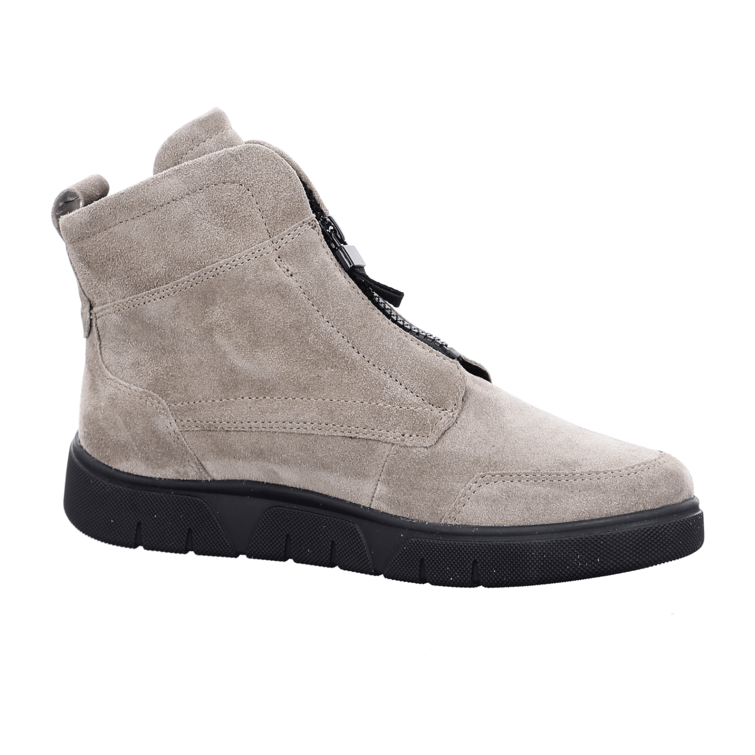 ARA moon Women's Velour Leather Boots in Beige Classic Boots with Zipper
