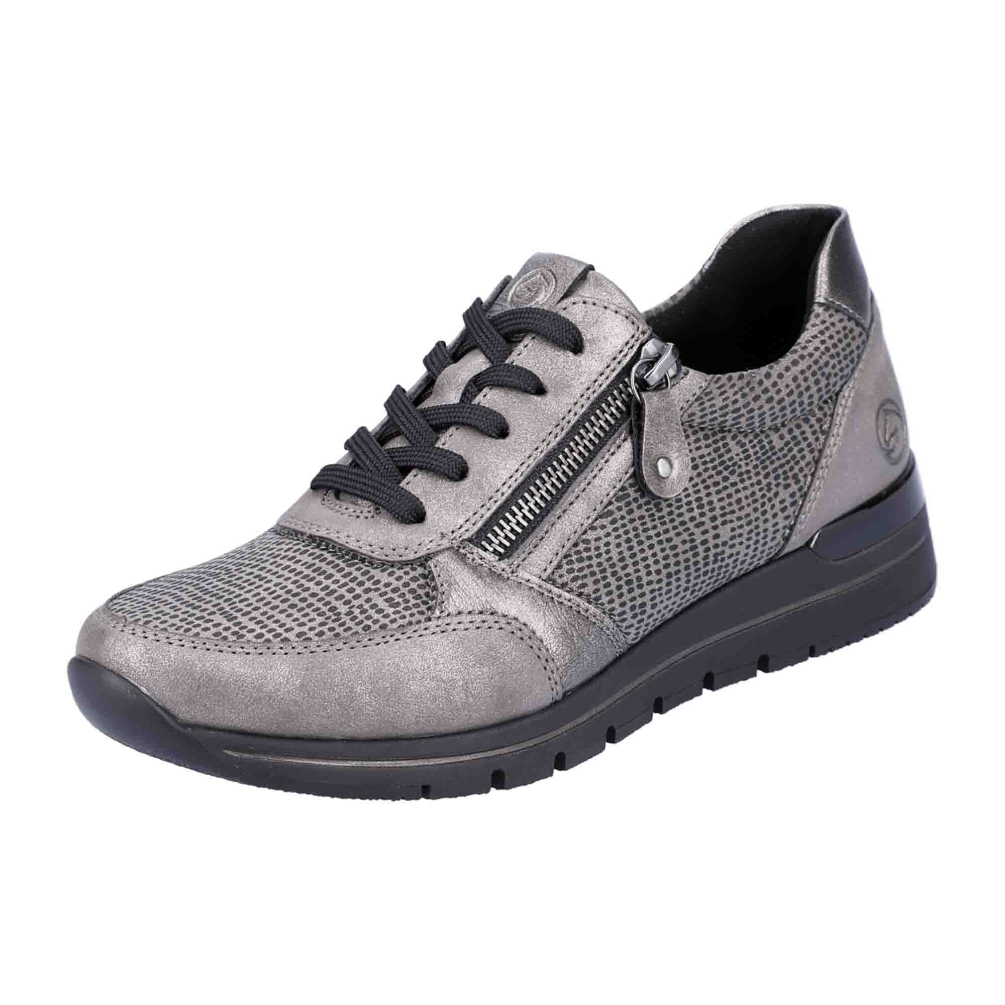 Remonte Women's Comfortable Lace-Up Shoes Extra Wide Gray with Zipper