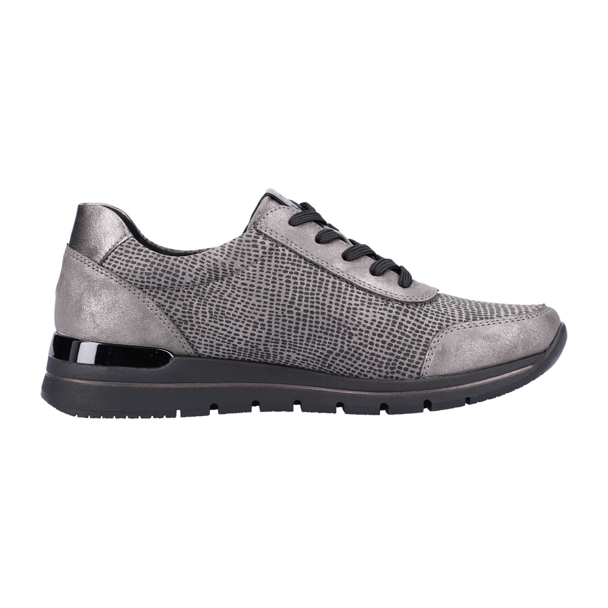 Remonte Women's Comfortable Lace-Up Shoes Extra Wide Gray with Zipper