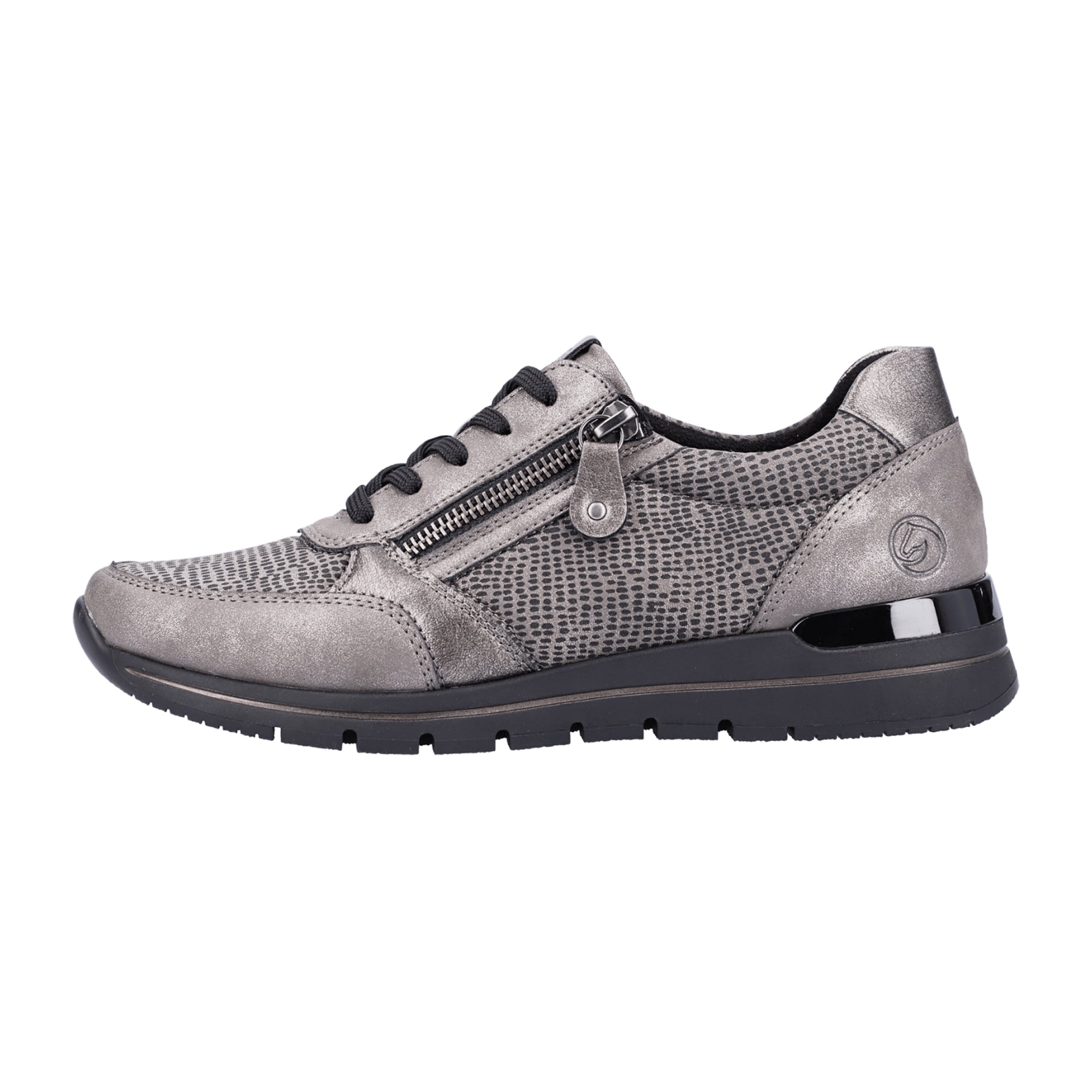 Remonte Women's Comfortable Lace-Up Shoes Extra Wide Gray with Zipper