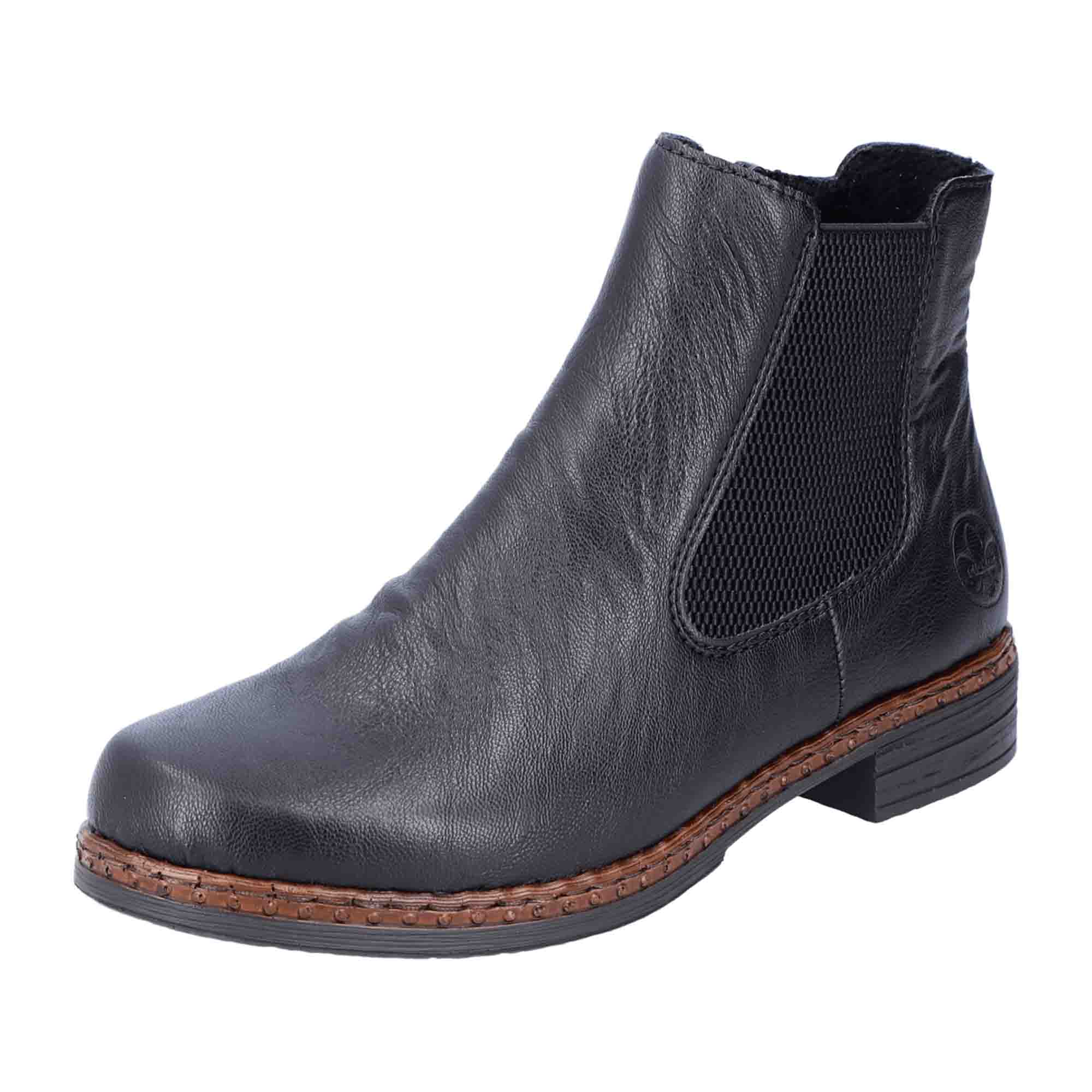 Rieker Women's Chelsea Boots Black Comfortable Ankle High with Zipper and Stretch