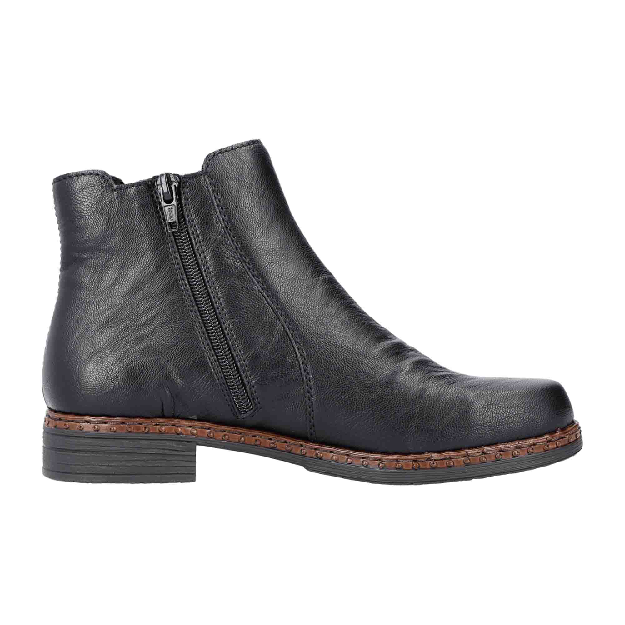 Rieker Women's Chelsea Boots Black Comfortable Ankle High with Zipper and Stretch