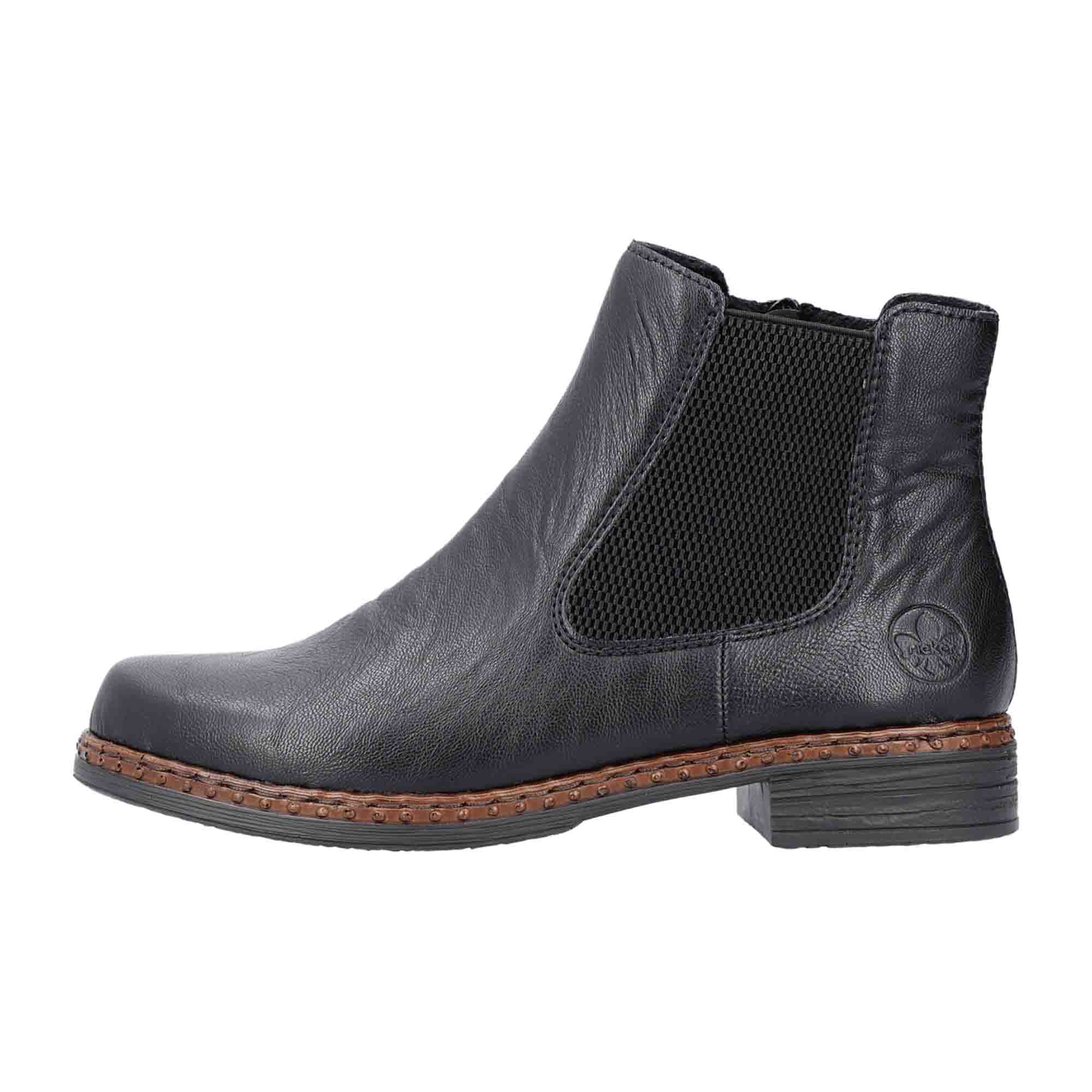 Rieker Women's Chelsea Boots Black Comfortable Ankle High with Zipper and Stretch