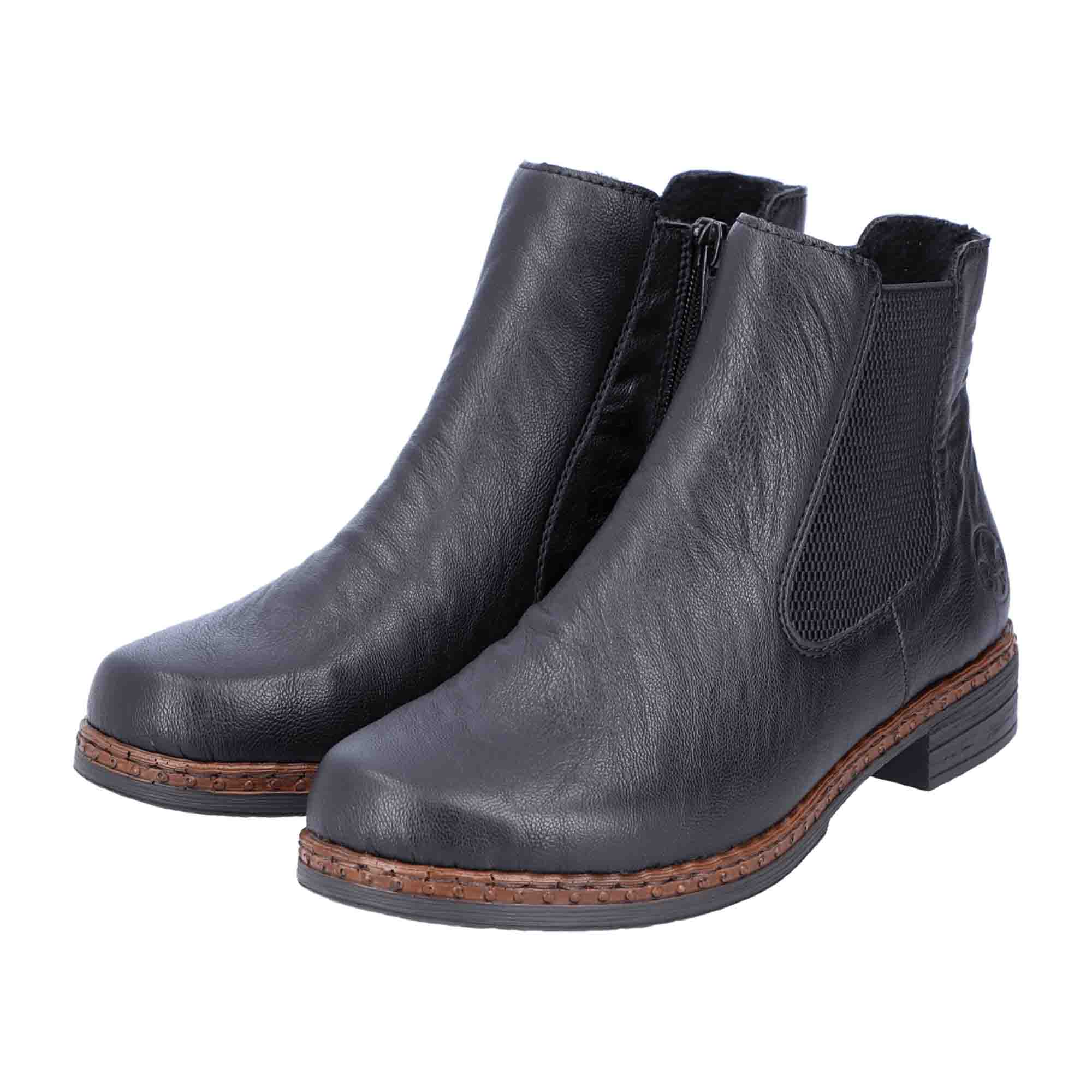 Rieker Women's Chelsea Boots Black Comfortable Ankle High with Zipper and Stretch