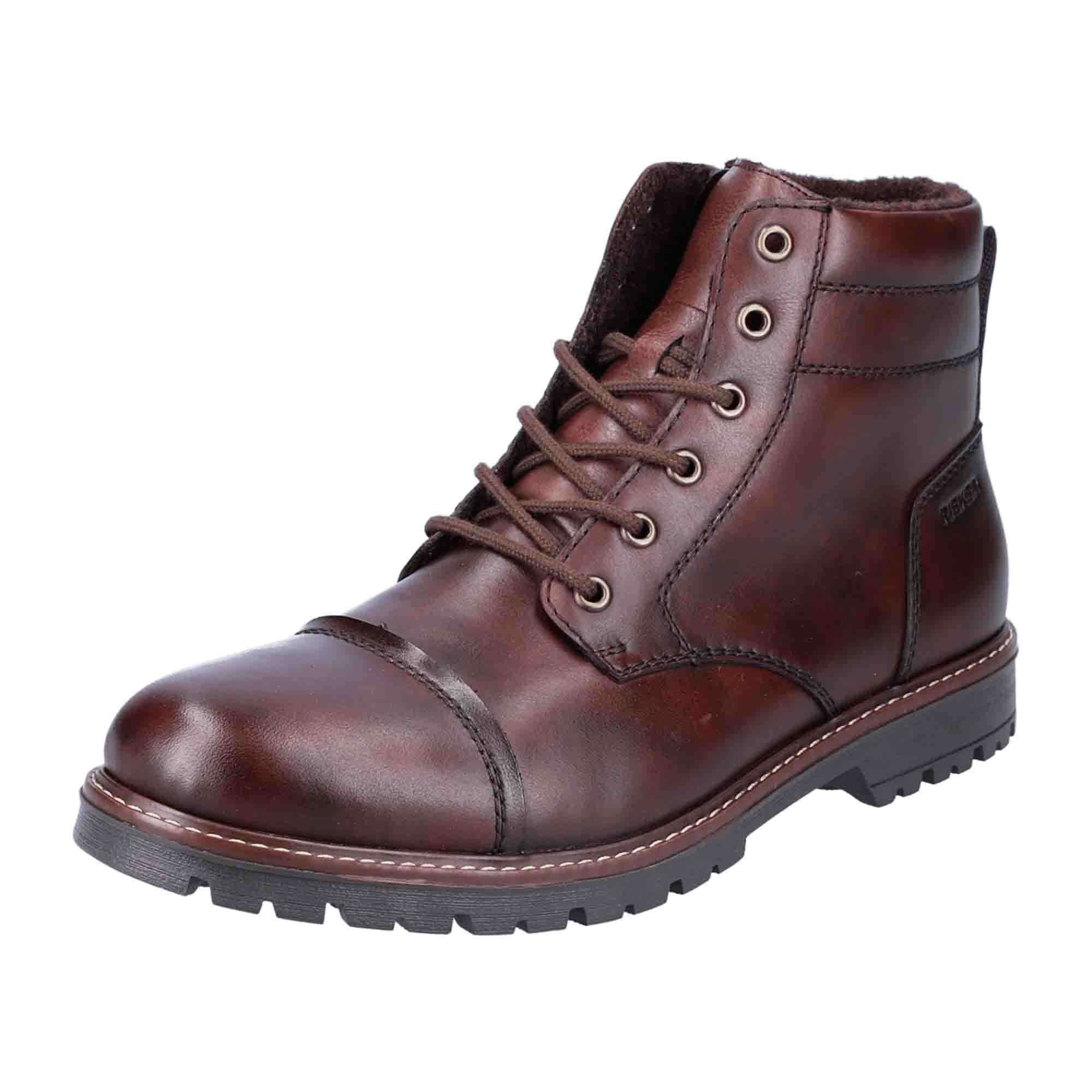 Rieker Brown Men's Lace-Up Ankle Boots Comfortable Everyday Wear Brown