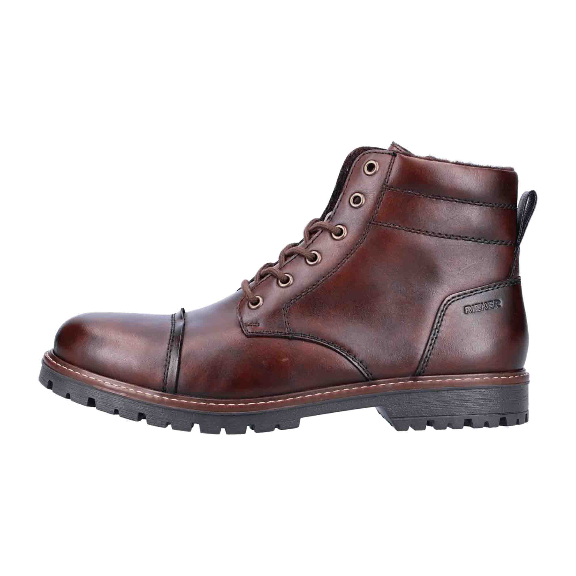 Rieker Brown Men's Lace-Up Ankle Boots Comfortable Everyday Wear Brown