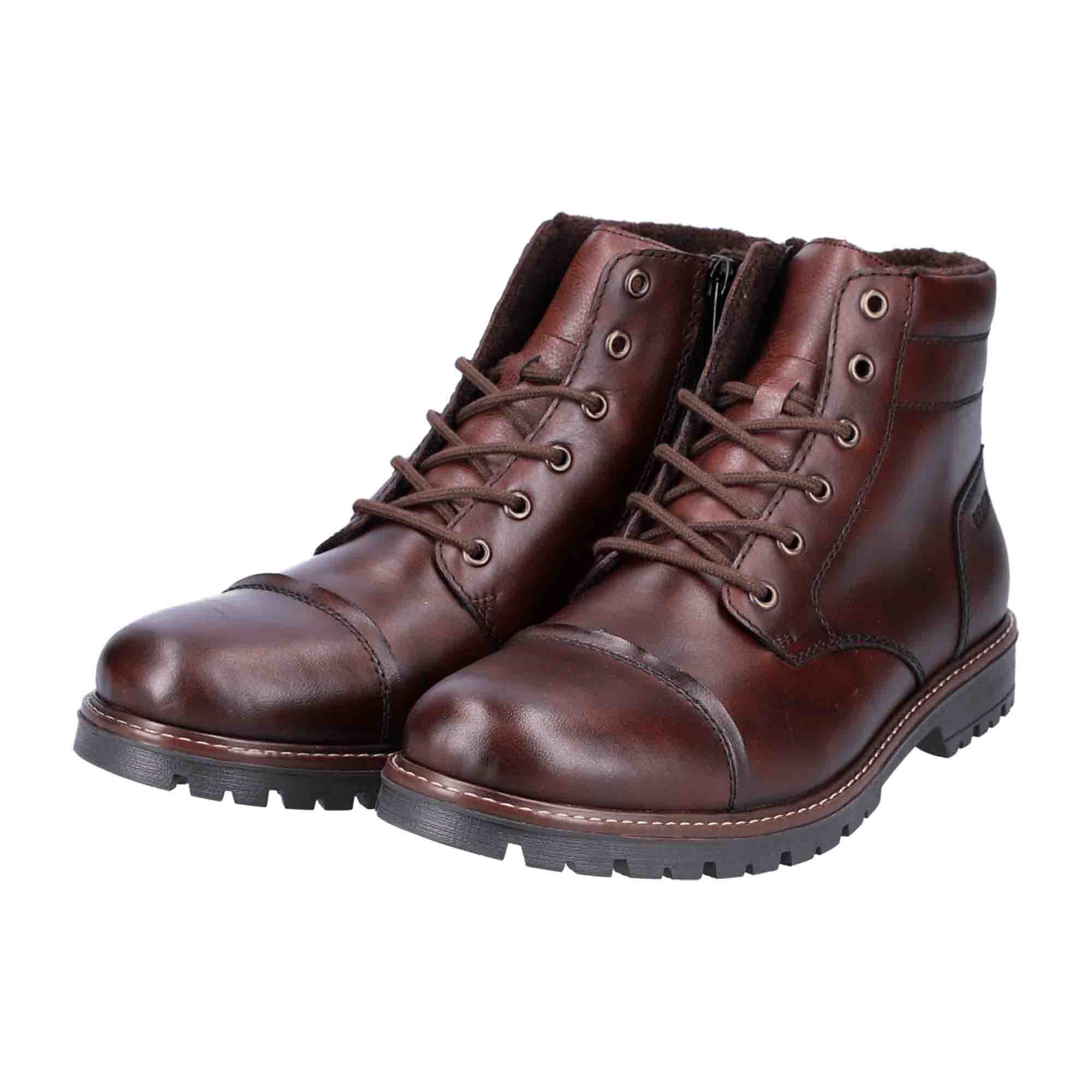 Rieker Brown Men's Lace-Up Ankle Boots Comfortable Everyday Wear Brown