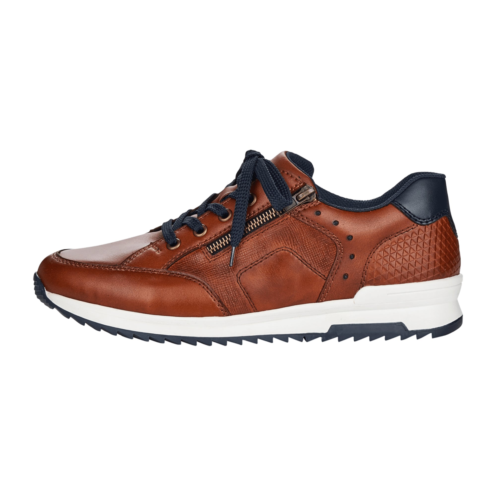 Rieker Men's Brown Casual Sneakers with Zipper and Removable Insole