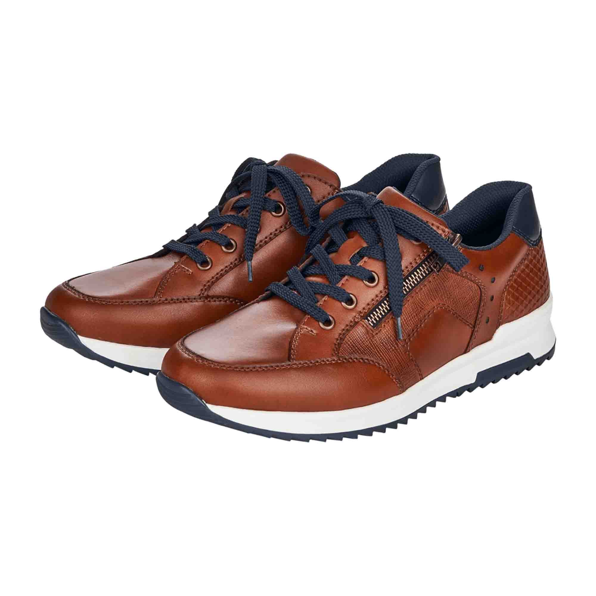 Rieker Men's Brown Casual Sneakers with Zipper and Removable Insole