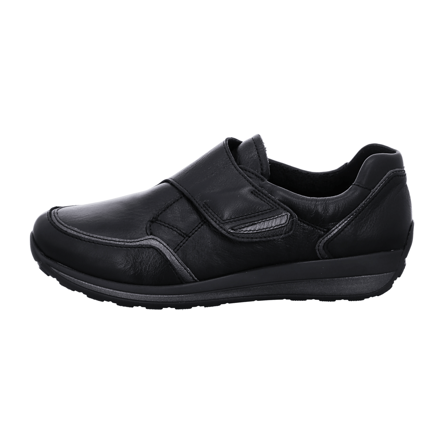 ARA OSAKA Women's Sneakers Black Smooth Leather Velcro Closure Round Toe