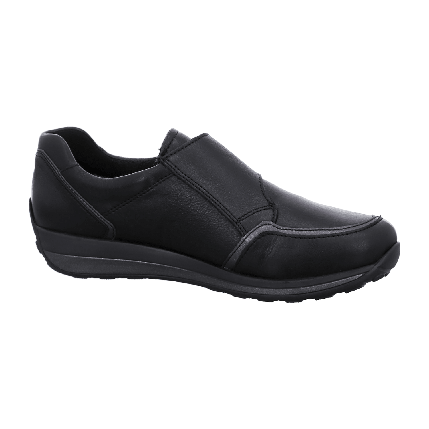 ARA OSAKA Women's Sneakers Black Smooth Leather Velcro Closure Round Toe