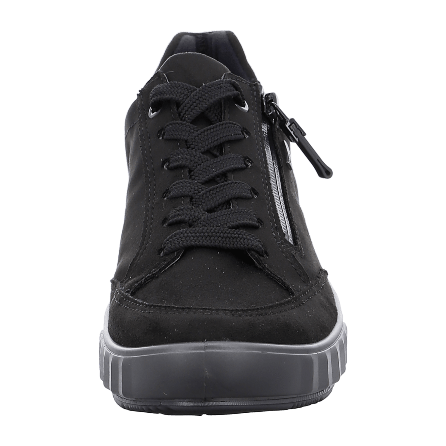 ARA AVIO Women's Leather Sneakers with Lace-Up Closure in Black