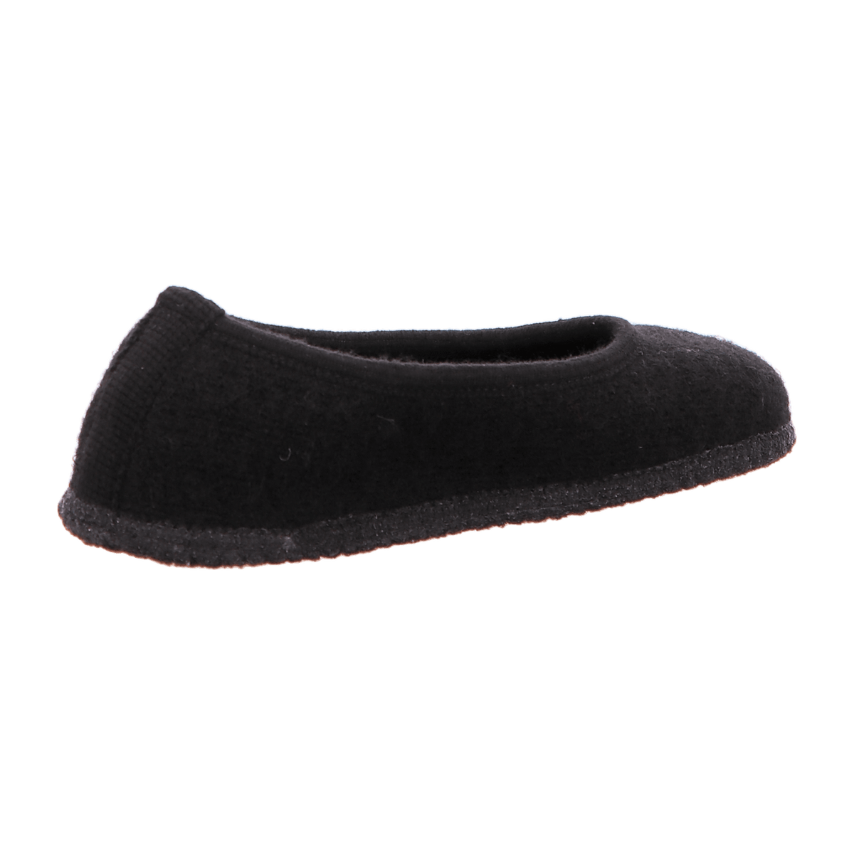 Haflinger Marina Women's Felt Slipper Ballerina - Black Wool House Shoes
