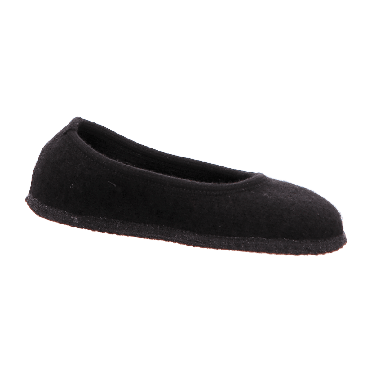 Haflinger Marina Women's Felt Slipper Ballerina - Black Wool House Shoes