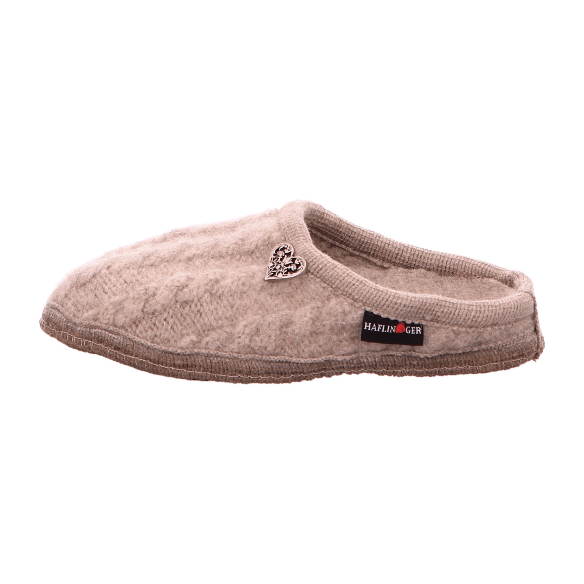 Haflinger Herzerl Women's Slippers - Comfortable Wool Felt, Beige