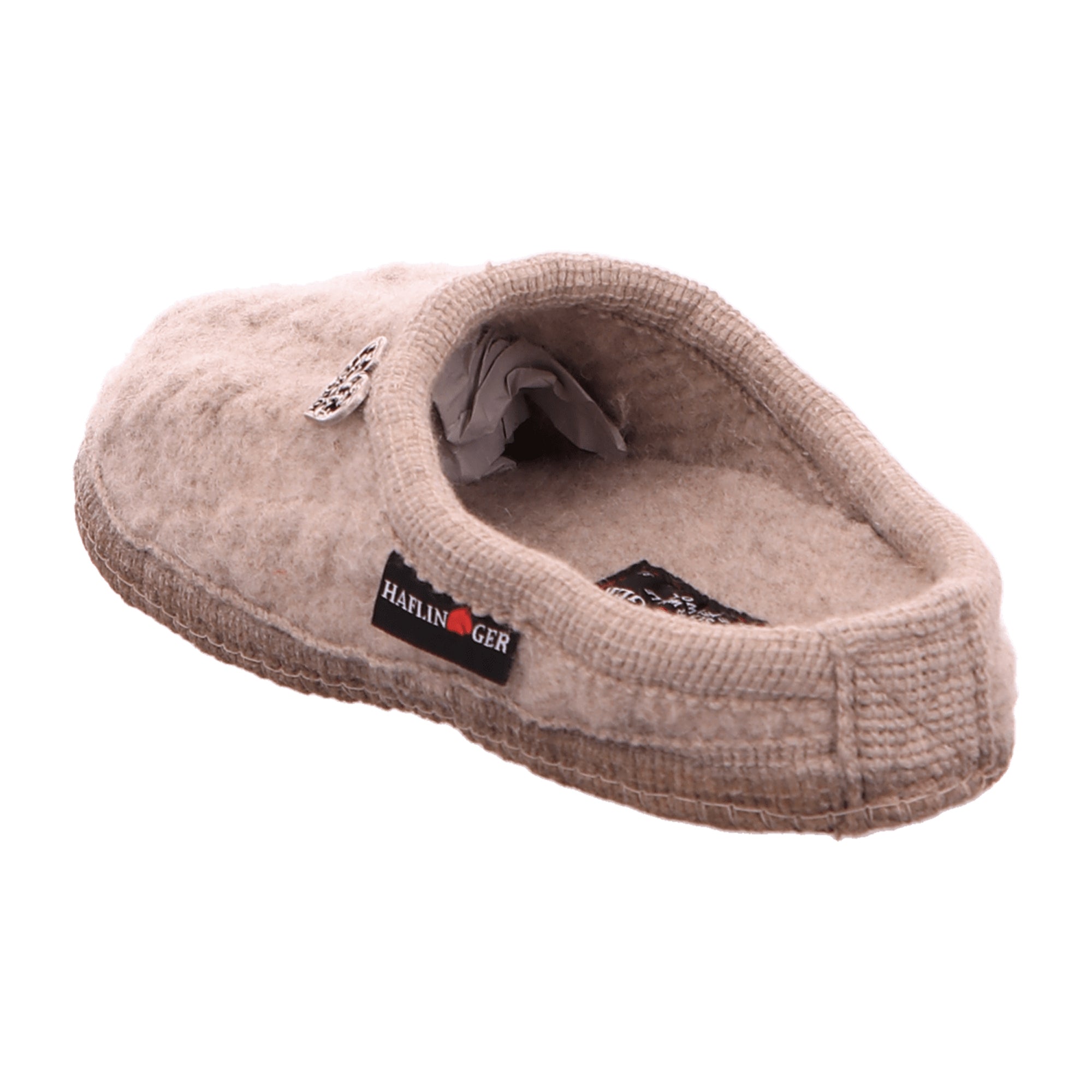 Haflinger Herzerl Women's Slippers - Comfortable Wool Felt, Beige