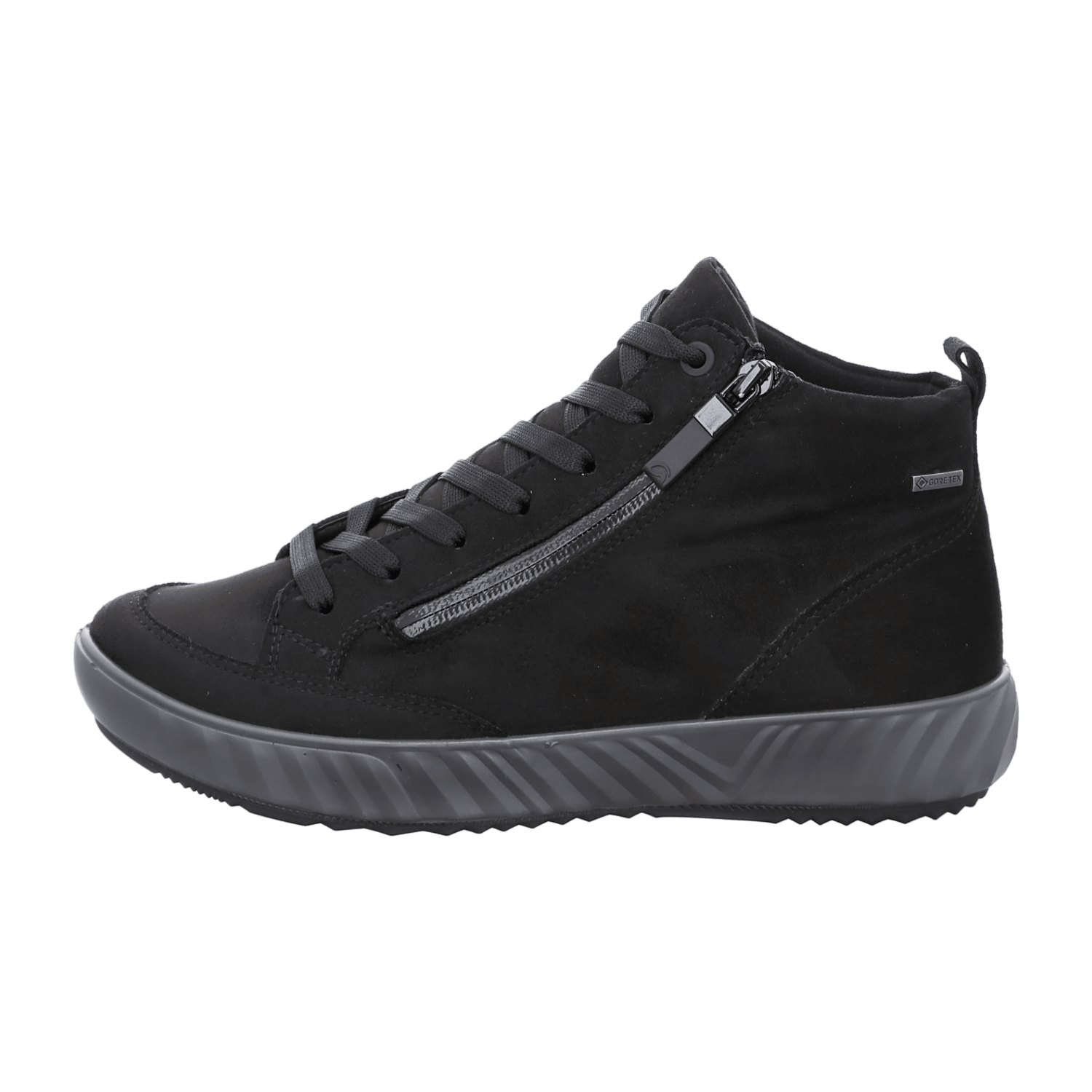 ARA Women's Smooth Leather Sneaker Boots with Round Toe in Black