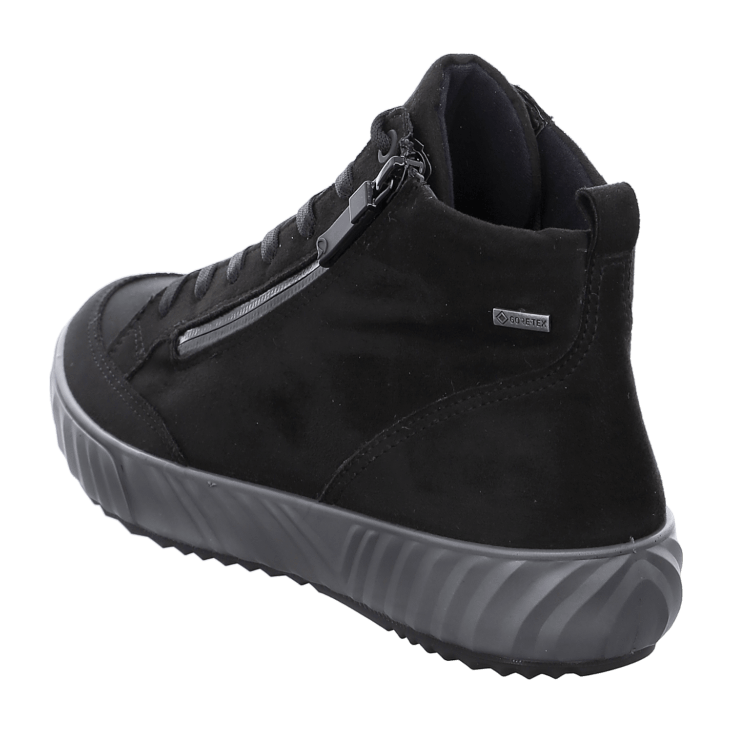 ARA Women's Smooth Leather Sneaker Boots with Round Toe in Black