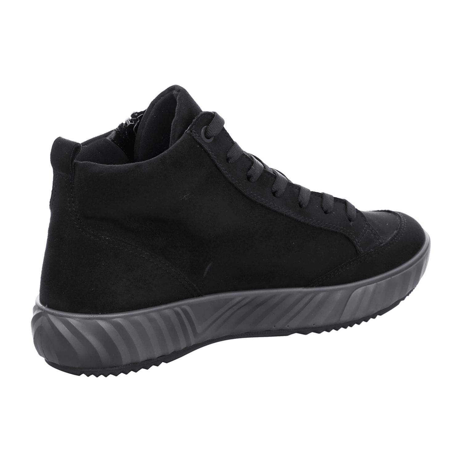 ARA Women's Smooth Leather Sneaker Boots with Round Toe in Black