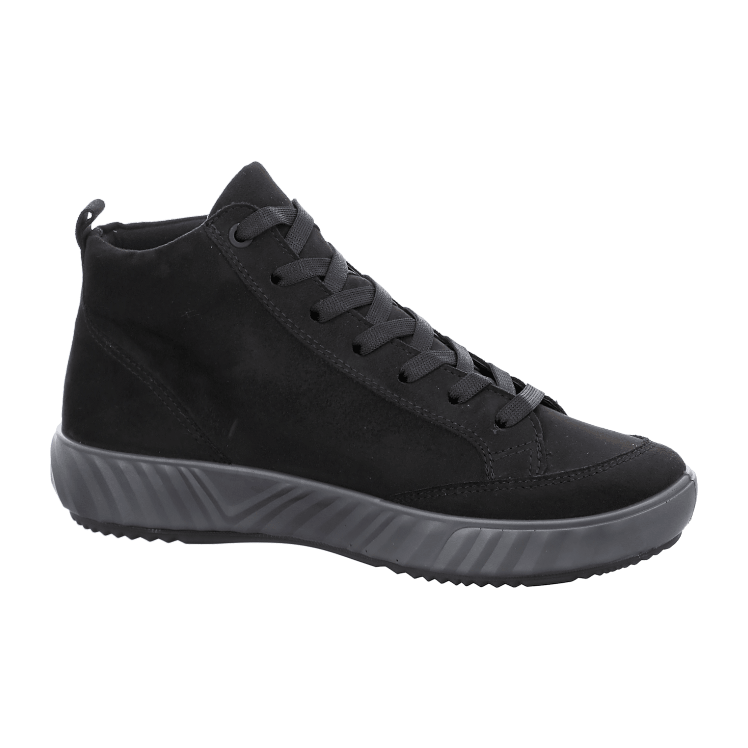ARA Women's Smooth Leather Sneaker Boots with Round Toe in Black