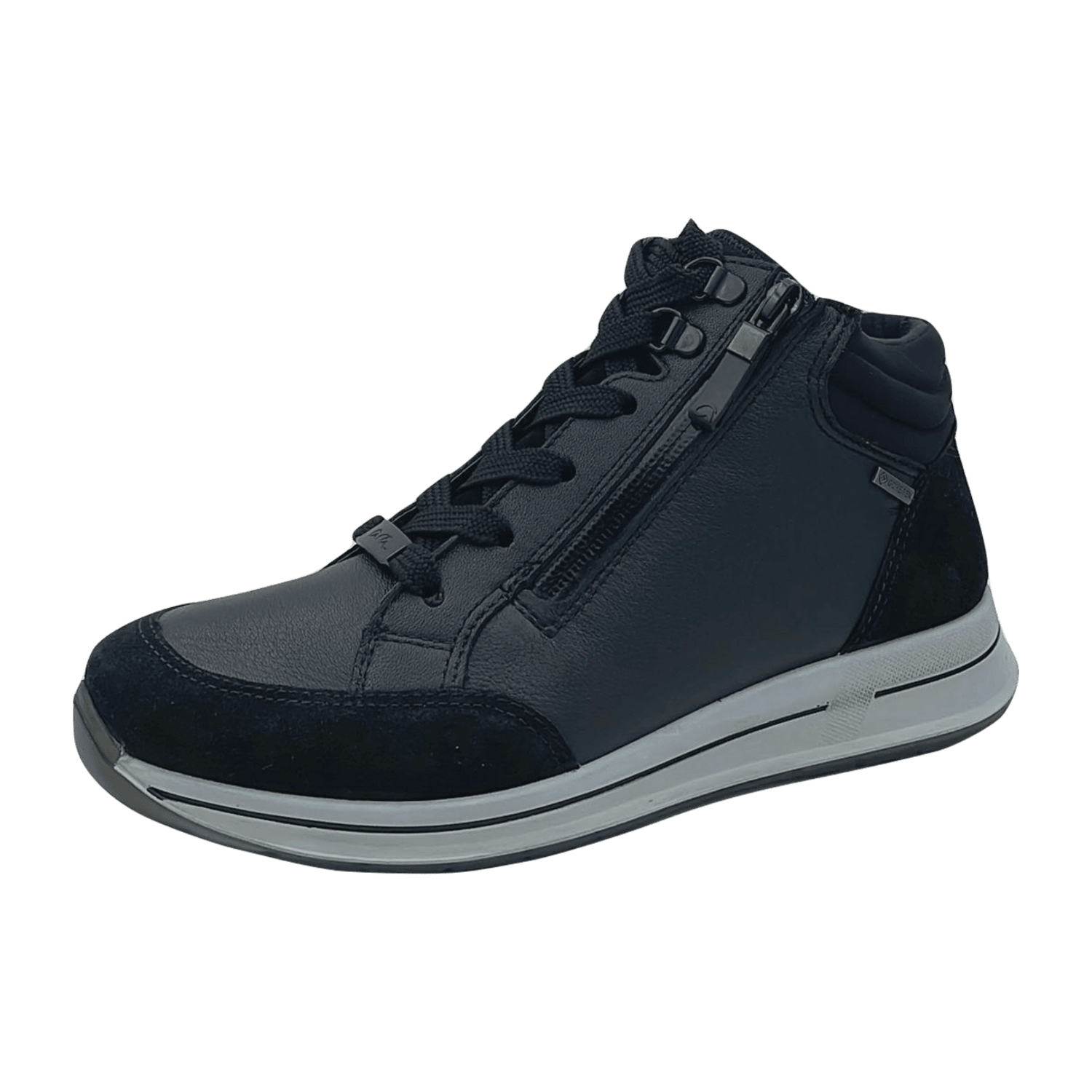 ARA OSAKA 2.0 Women's Sneakers in Black Smooth Leather with Lace-Up Closure and Round Toe