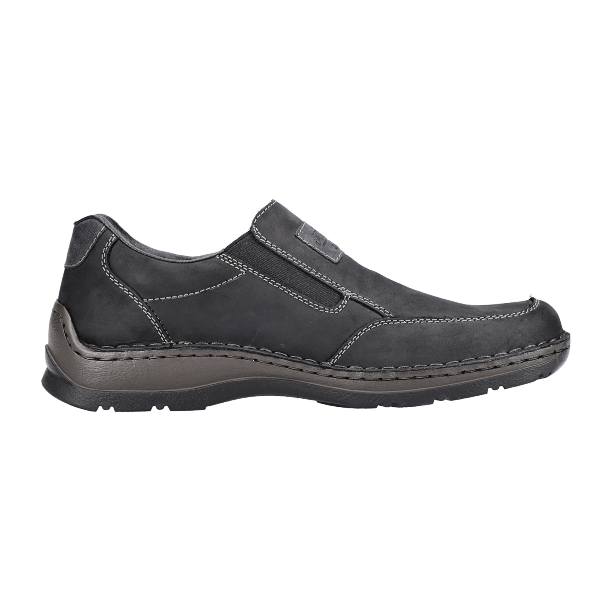 Rieker HWK Men's Black Loafers Comfortable Slip-On Shoes with Cushioned Sole