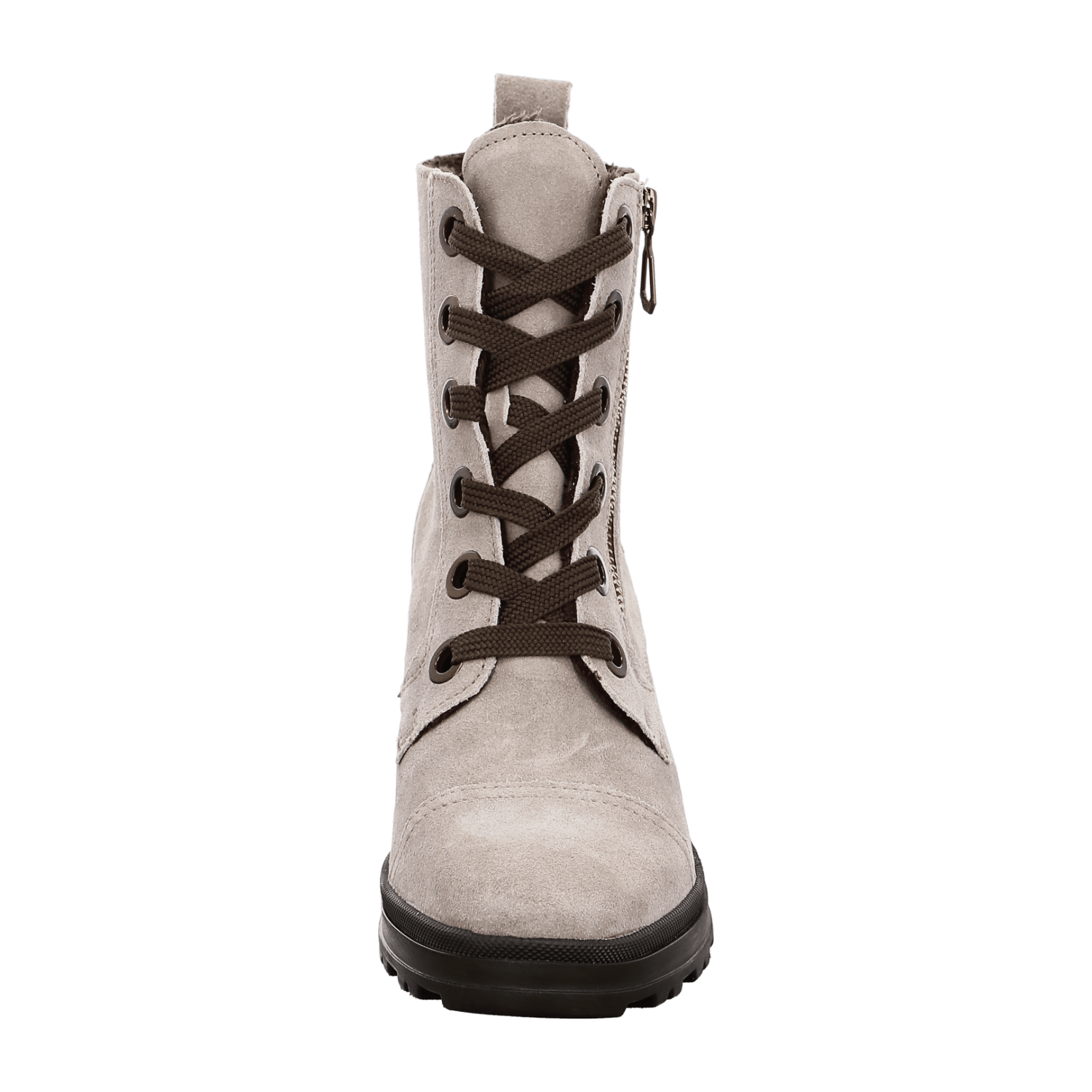 ARA MANTOVA Women's Suede Boots in Grey with Zipper, Classic Round Toe Ankle Boots