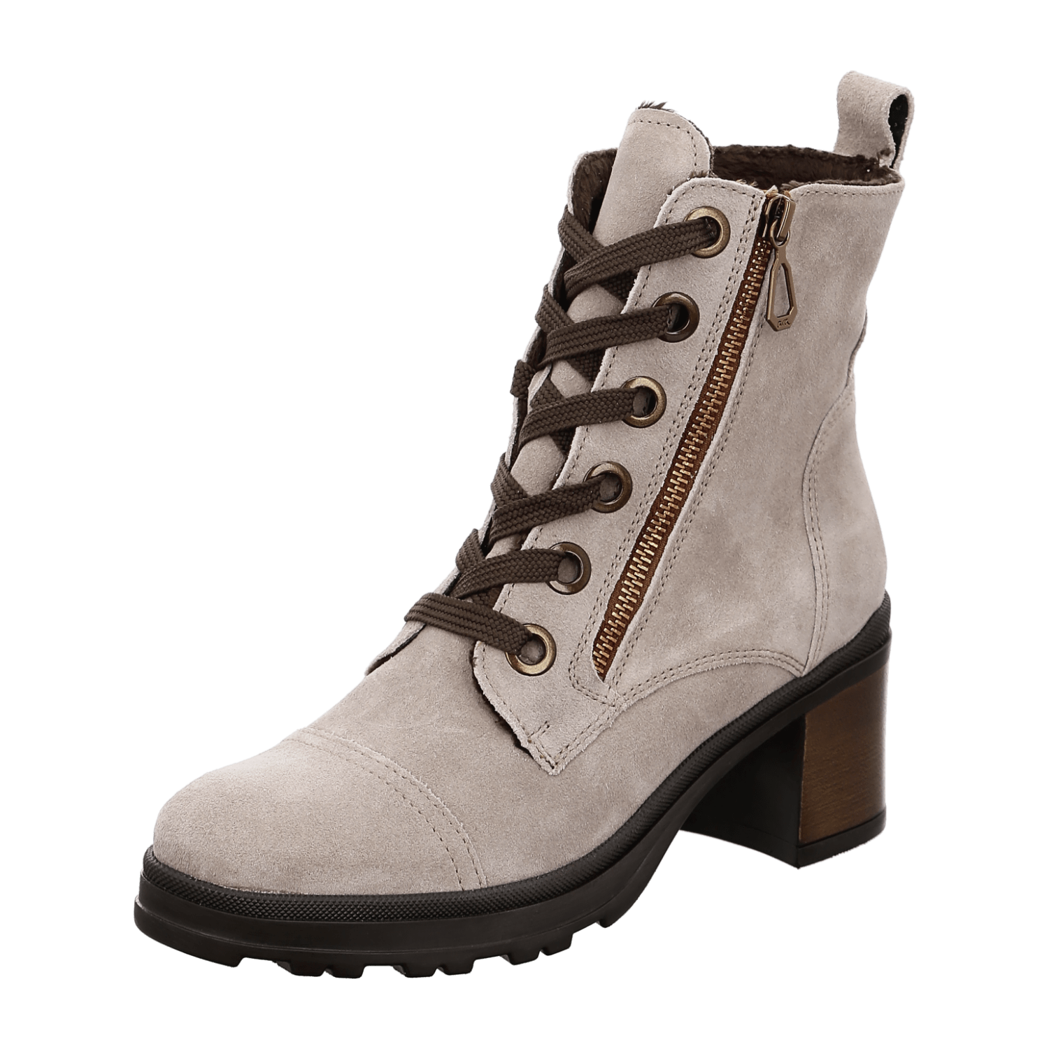 ARA MANTOVA Women's Suede Boots in Grey with Zipper, Classic Round Toe Ankle Boots