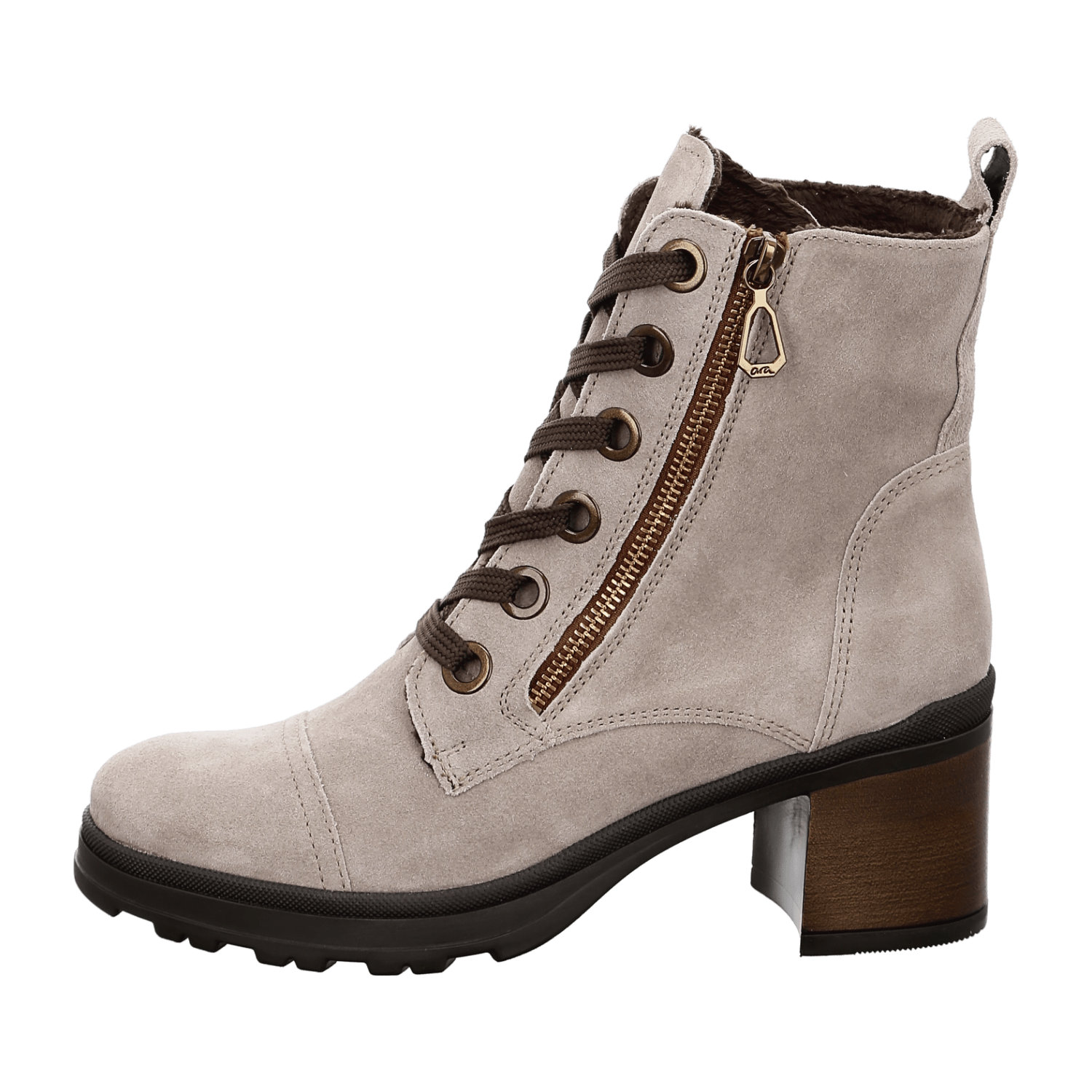 ARA MANTOVA Women's Suede Boots in Grey with Zipper, Classic Round Toe Ankle Boots