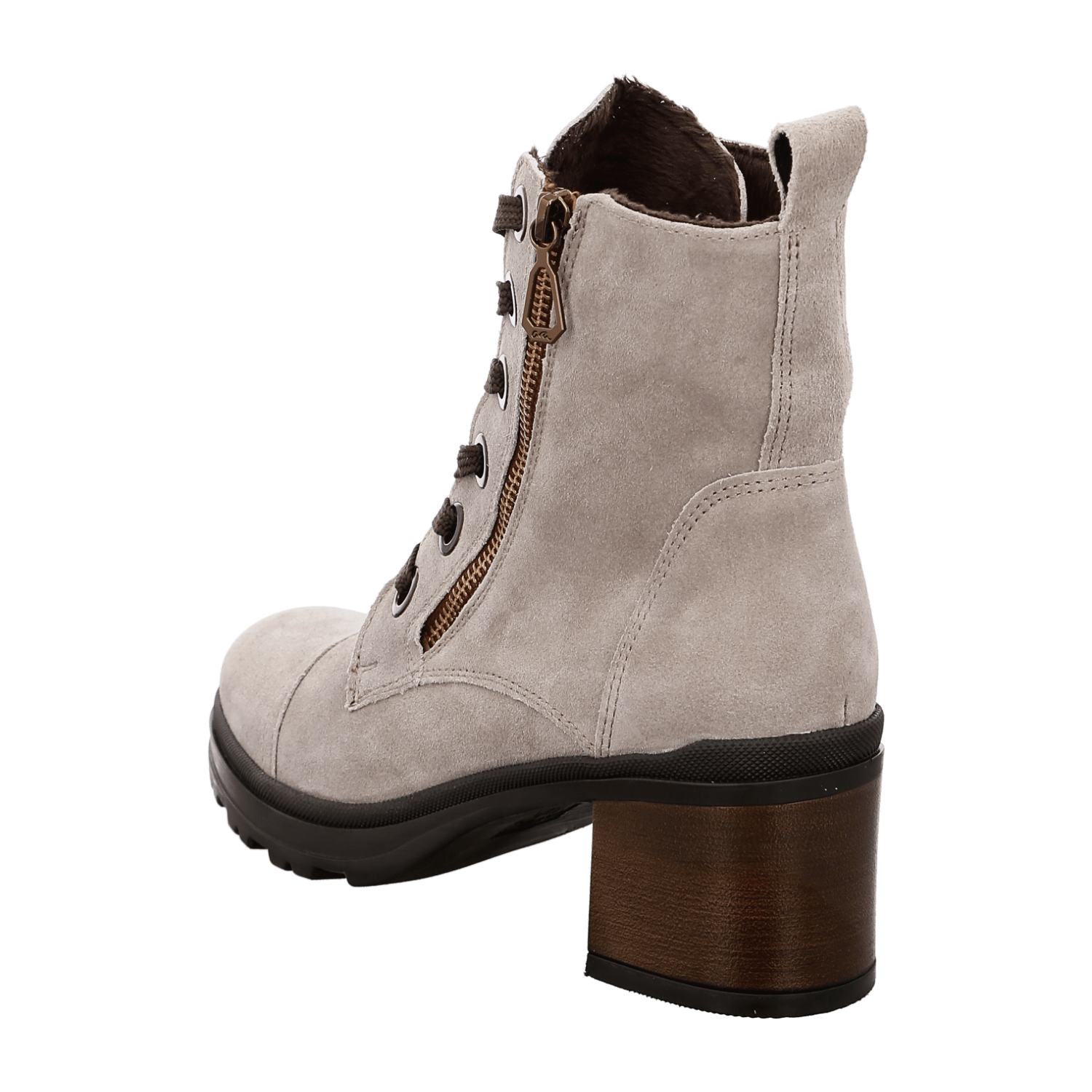 ARA MANTOVA Women's Suede Boots in Grey with Zipper, Classic Round Toe Ankle Boots